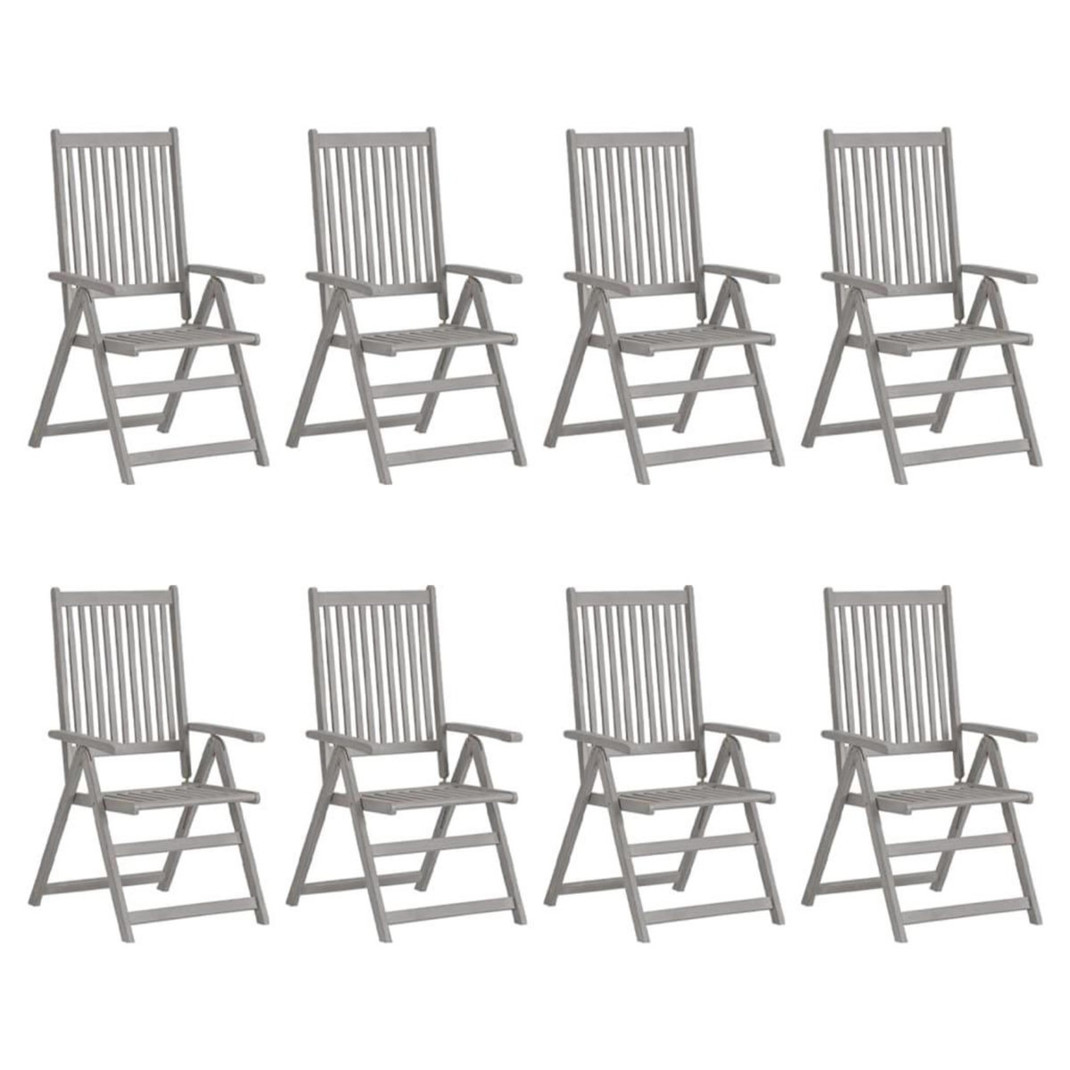 VIDAXL Chaises inclinables de jardin et coussins lot de 8 Gris Acacia
