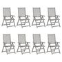 Voir la diapositive 2 : VIDAXL Chaises inclinables de jardin et coussins lot de 8 Gris Acacia