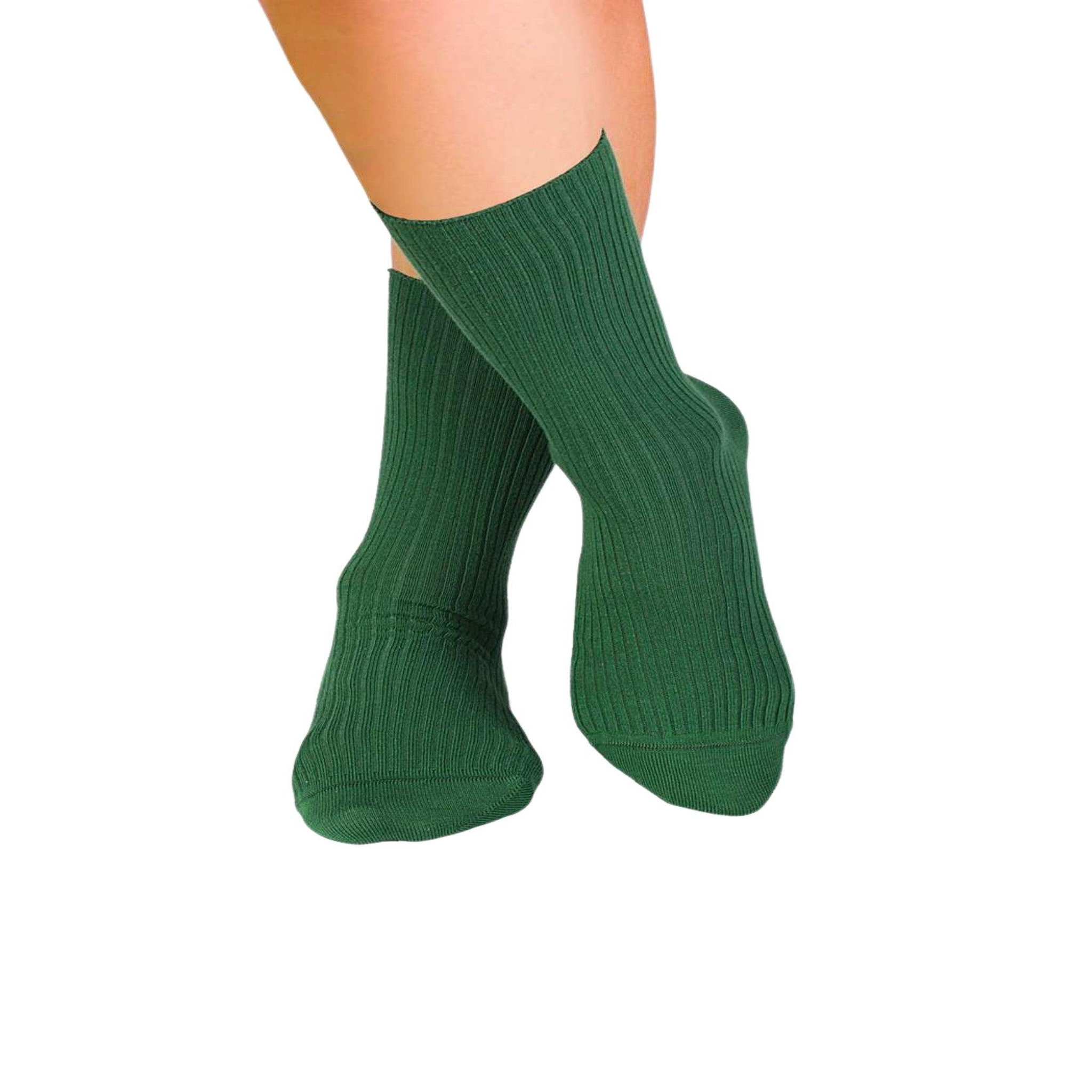 PIRIN HILL Chaussettes sans élastique coton bio vert foncé. Coloris disponibles : Vert