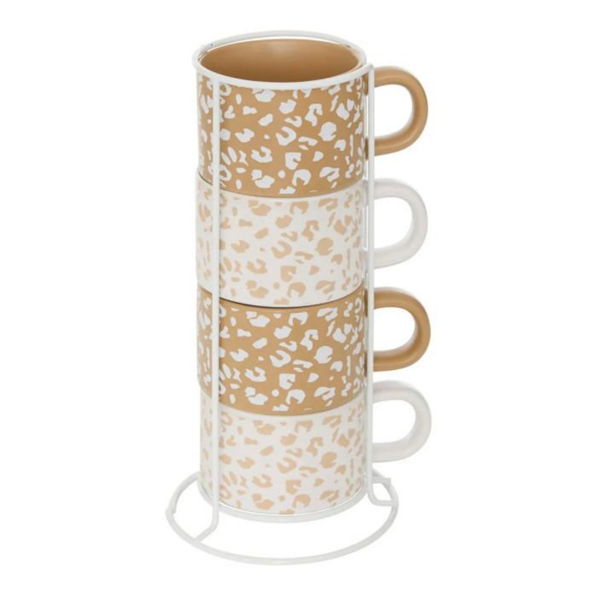 SECRET DE GOURMET Lot de 4 Mugs sur Rack  Leopardi  20cl Multicolore