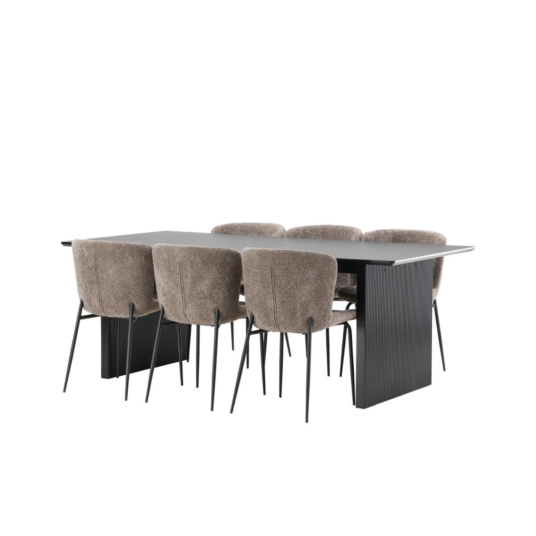 Voir la diapositive 5 : Paris Prix Ensemble table à manger & 6 chaises  vail & modesto  200cm noir & marron