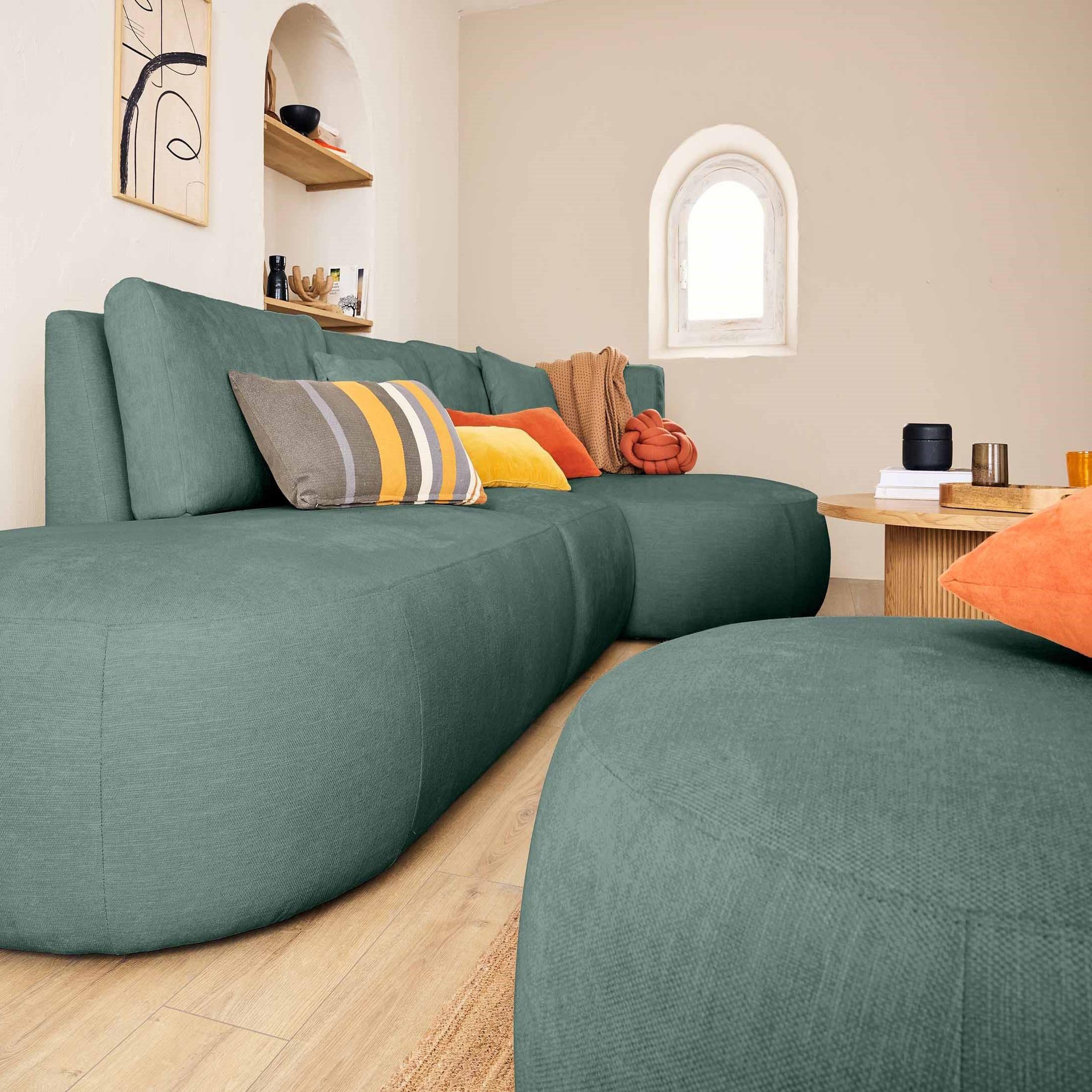 Voir la diapositive 3 : LISA DESIGN Santorini - module d'assise gauche - en tissu texturé