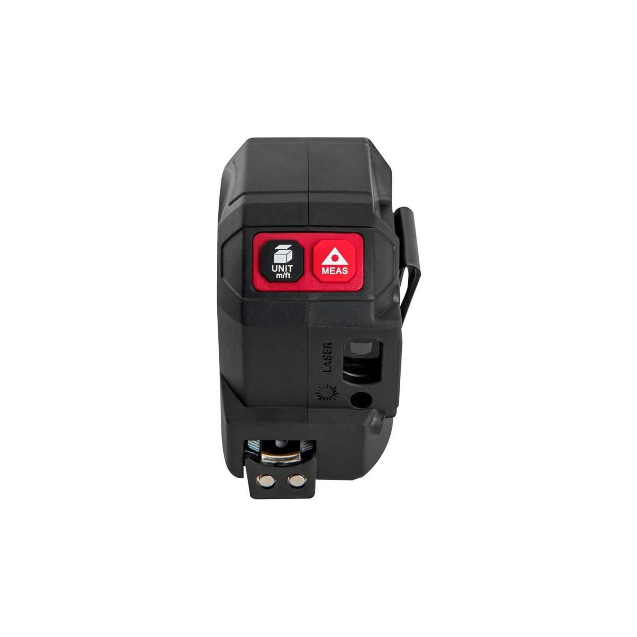 Voir la diapositive 5 : VITO Ruban métrique 5m et Laser télémètre 40m Affichage rétro éclairé IP54 Affichage LCD Rétroéclairé Recharge USB-C VITO