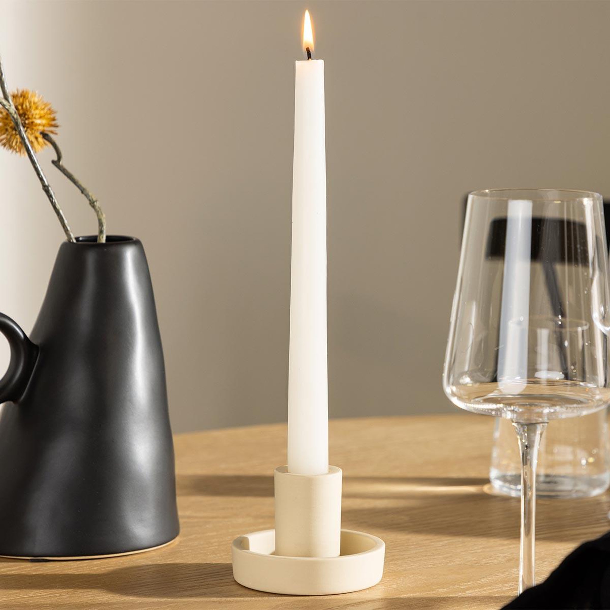 Voir la diapositive 2 : Paris Prix Bougeoir design en argile  ceco  11cm beige