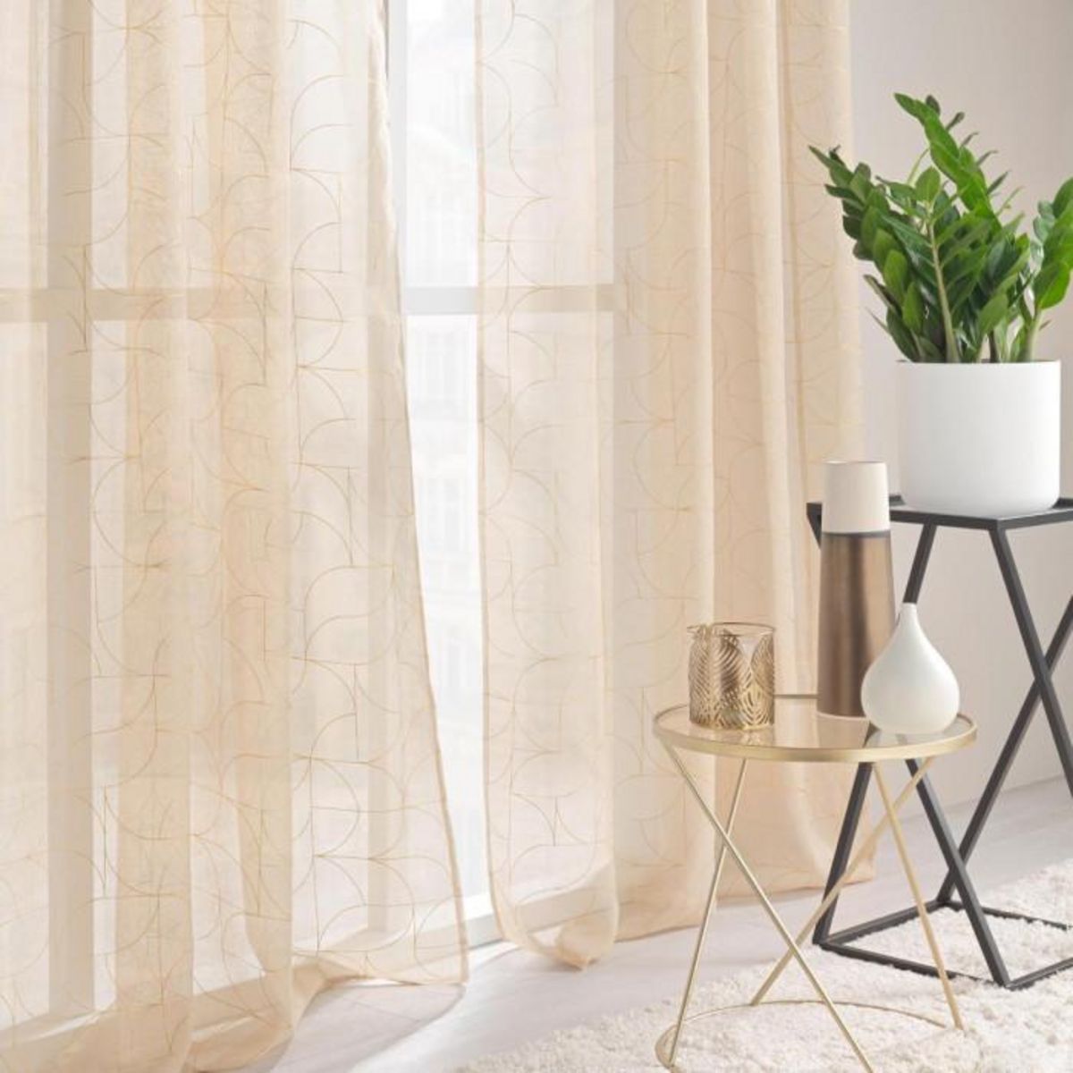 Paris Prix Rideau Voilage à Œillets  Louxor  140x280cm Beige