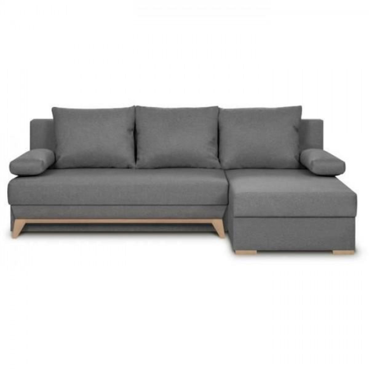 MARKET24 Canapé d'angle convertible - Tissu Gris - L 197 x P 91/132 x H 82 cm - TEIJO