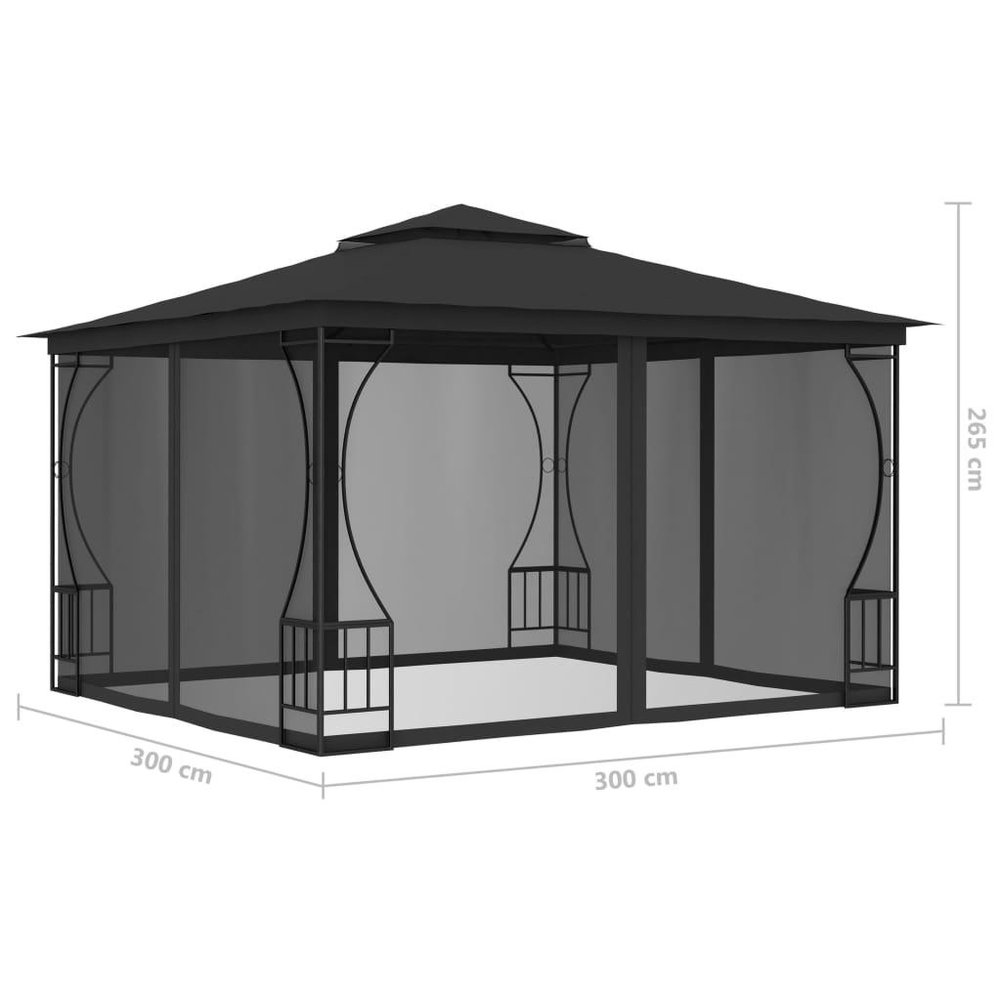 Voir la diapositive 6 : VIDAXL Tonnelle avec moustiquaire 300x300x265 cm Anthracite