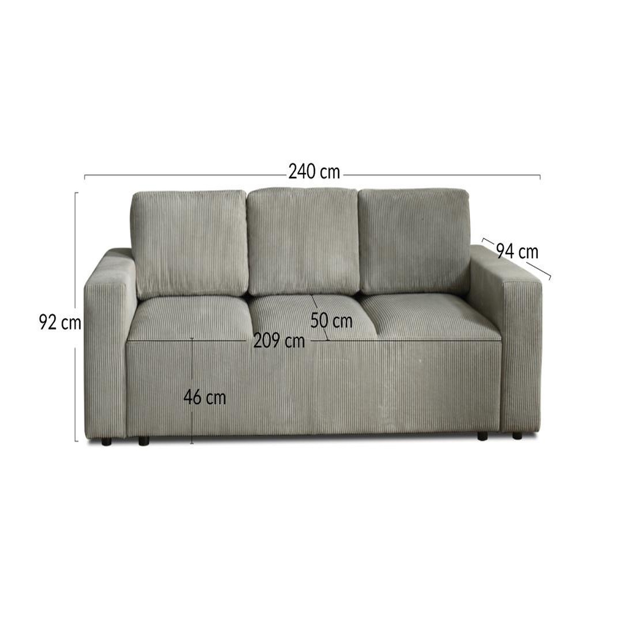 Voir la diapositive 6 : LISA DESIGN Livy - canapé droit convertible - avec coffre - en velours côtelé - 3 places