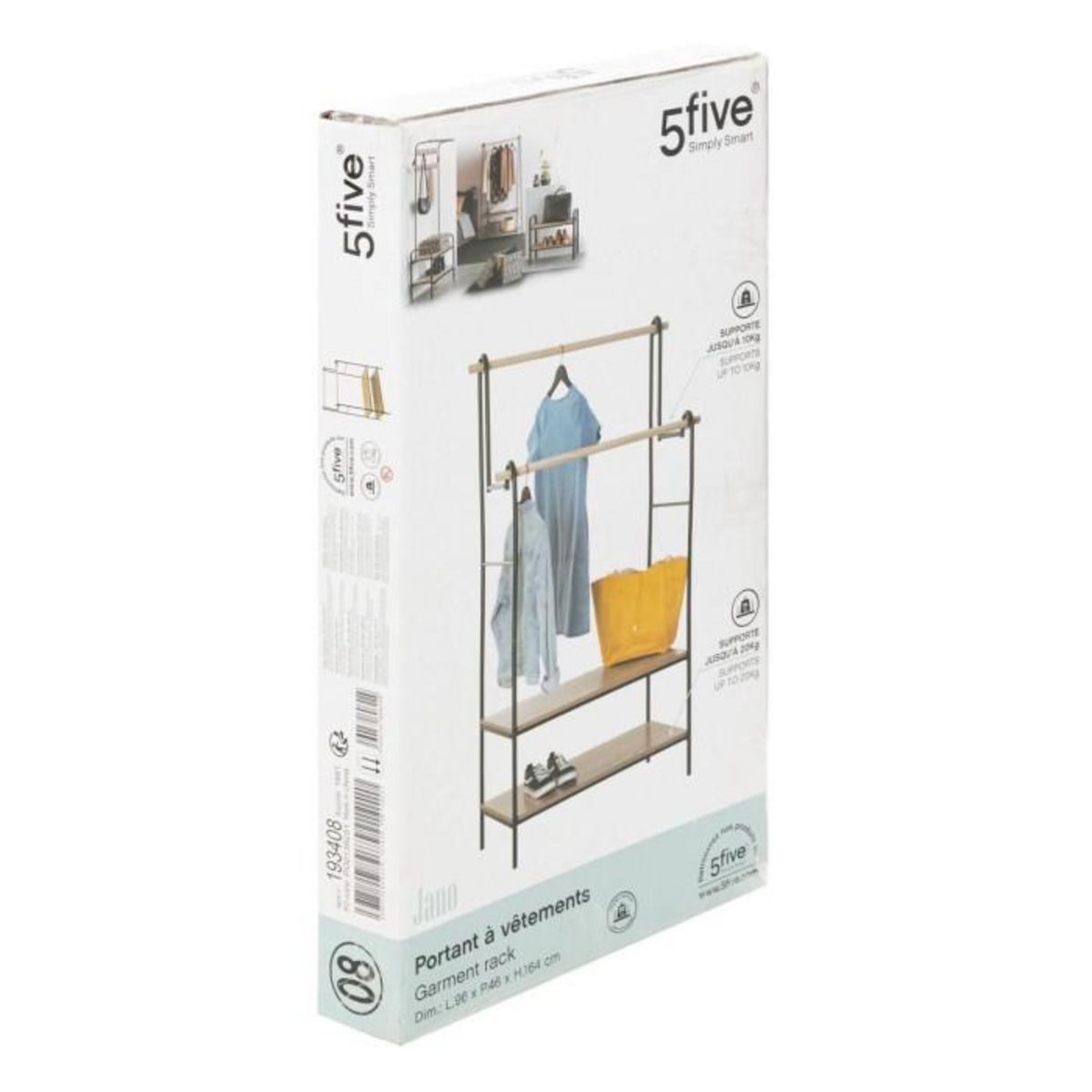 FIVE Portant à Vêtements Double  Jano  164cm Naturel