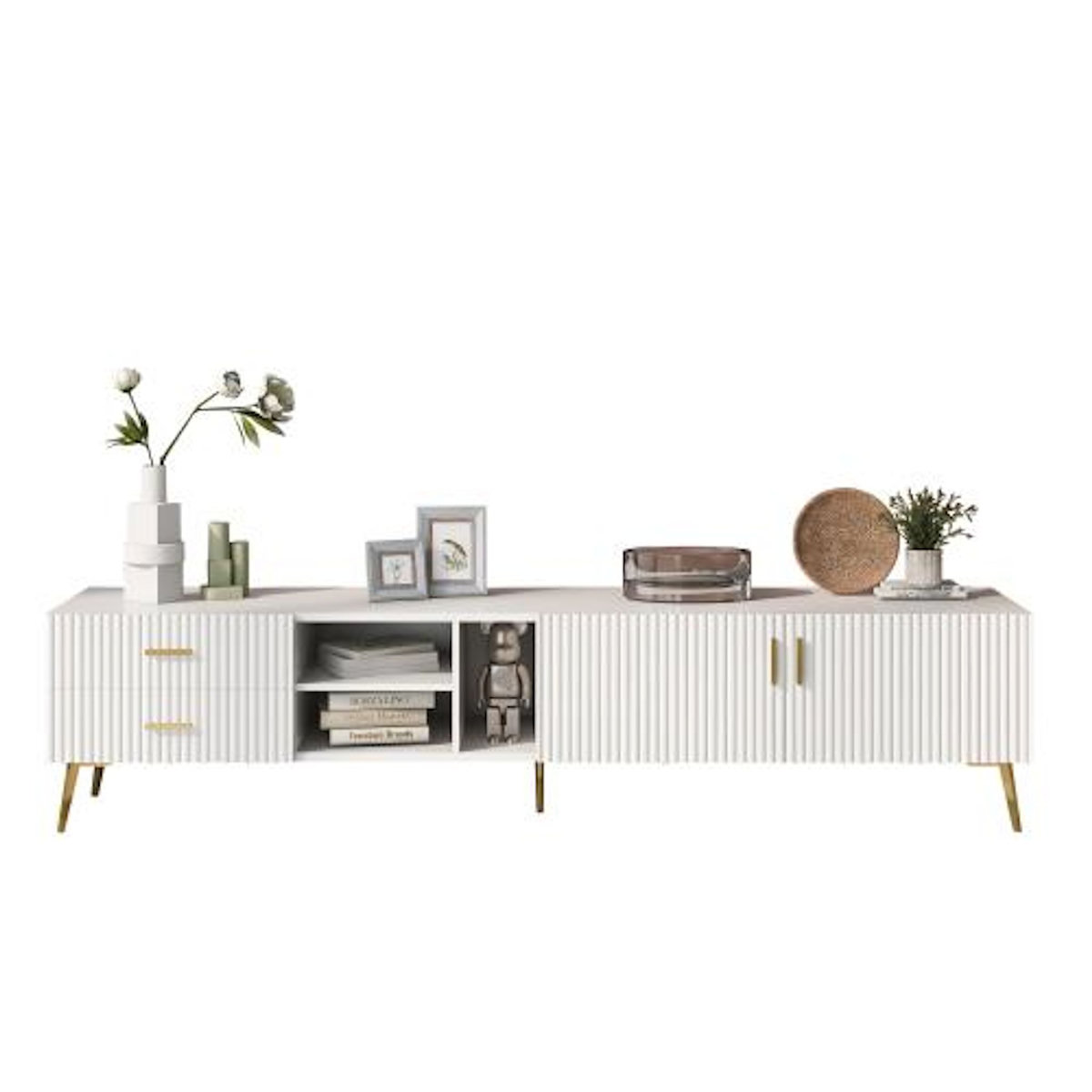 MERAX Meuble tv blanc 180 cm mdf