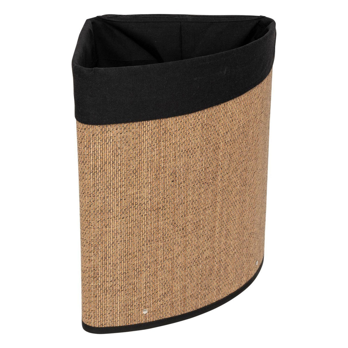 FIVE Panier à linge d'angle 48L bambou et tissu - Noir