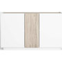 Voir la diapositive 1 : HOMIFAB Buffet 3 portes blanc et effet bois 130 cm - Josie