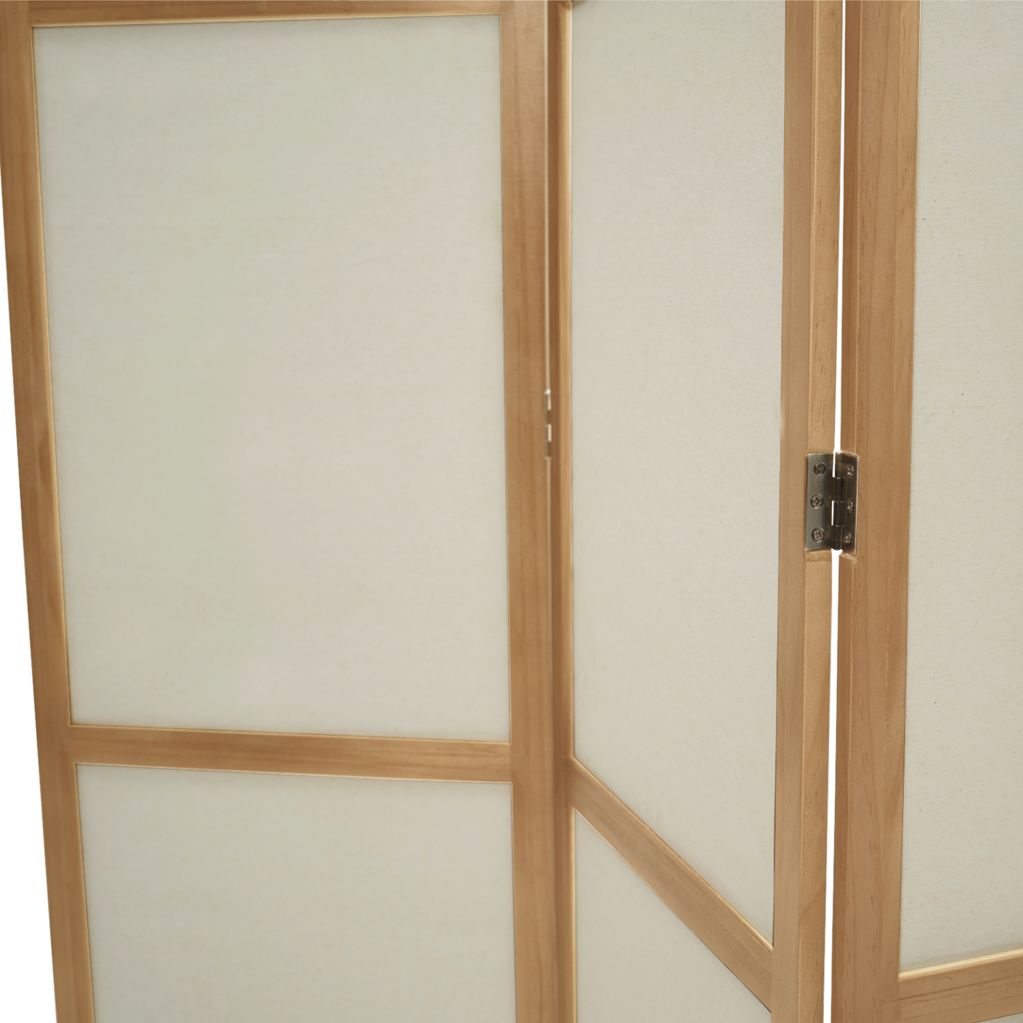 Voir la diapositive 5 : ID MARKET Paravent intérieur bois et tissu beige