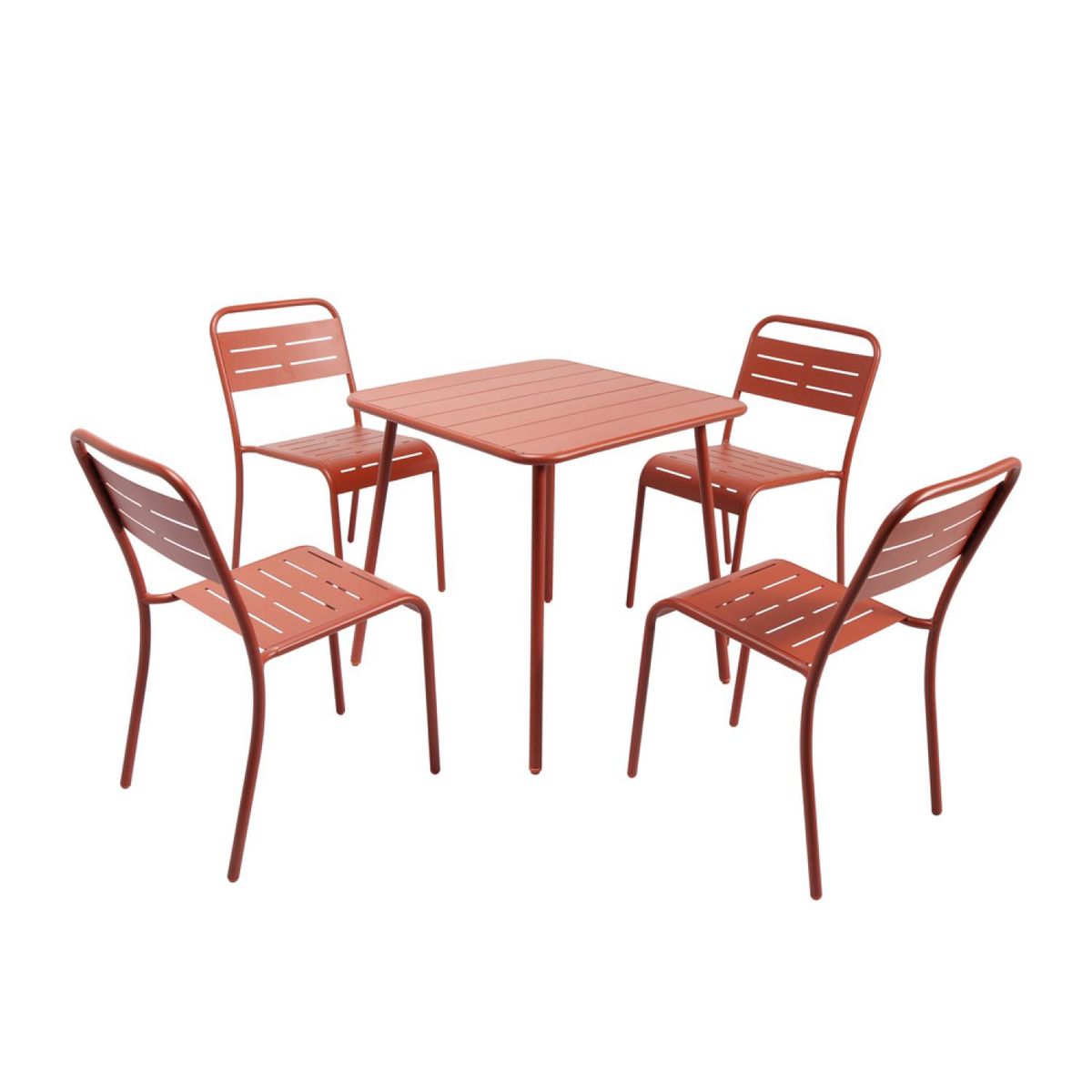 CONCEPT USINE Table salon de jardin repas 4 places 70x70cm terracotta BERGAME