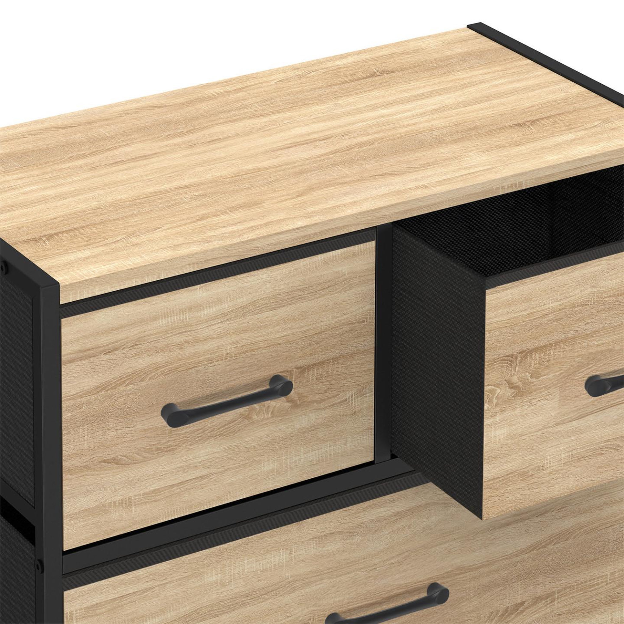 Voir la diapositive 6 : ID MARKET Chiffonnier 5 tiroirs en tissu utah 60x30x90 cm commode semainier design industriel