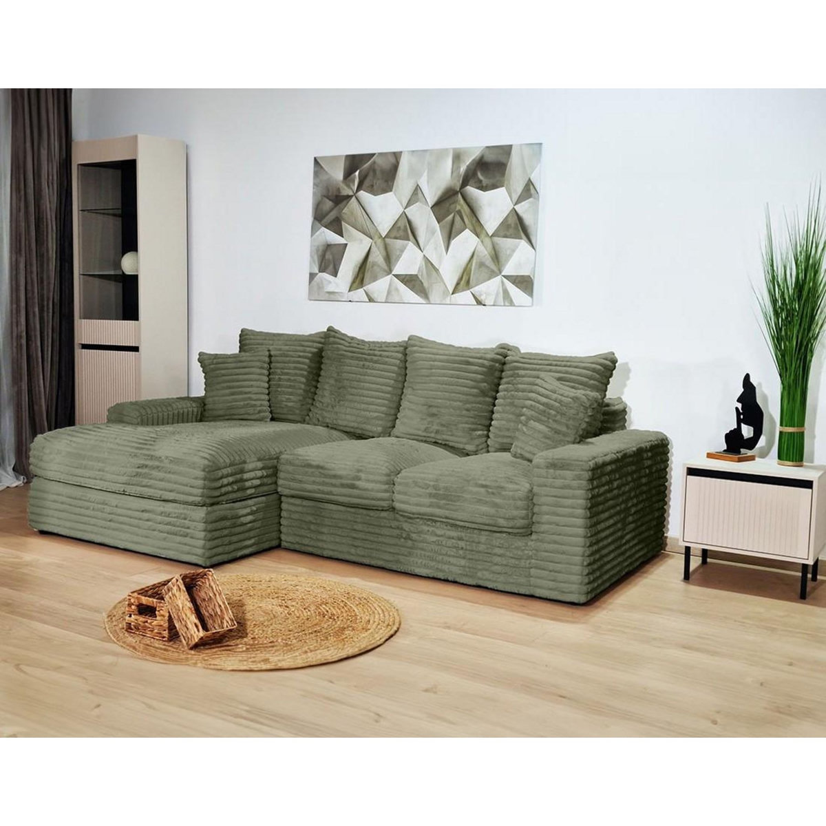 LISA DESIGN Andy - canapé d'angle gauche 4 places en fausse fourrure côtelée