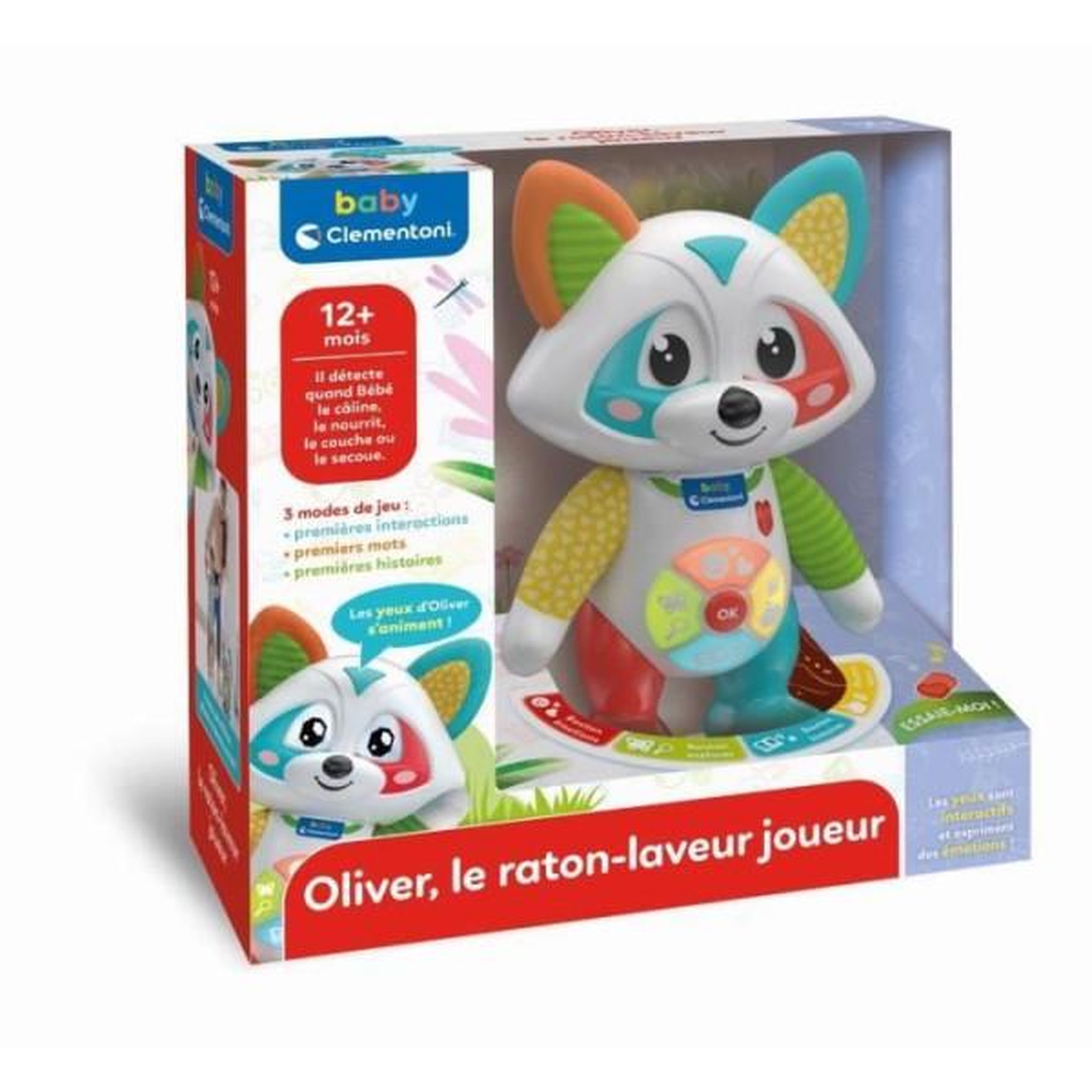 Voir la diapositive 6 : CLEMENTONI Baby clementoni - oliver, le raton-laveur joueur - jeu intéractif - 4 modes de jeux : émotions, repas, histoire et exploration