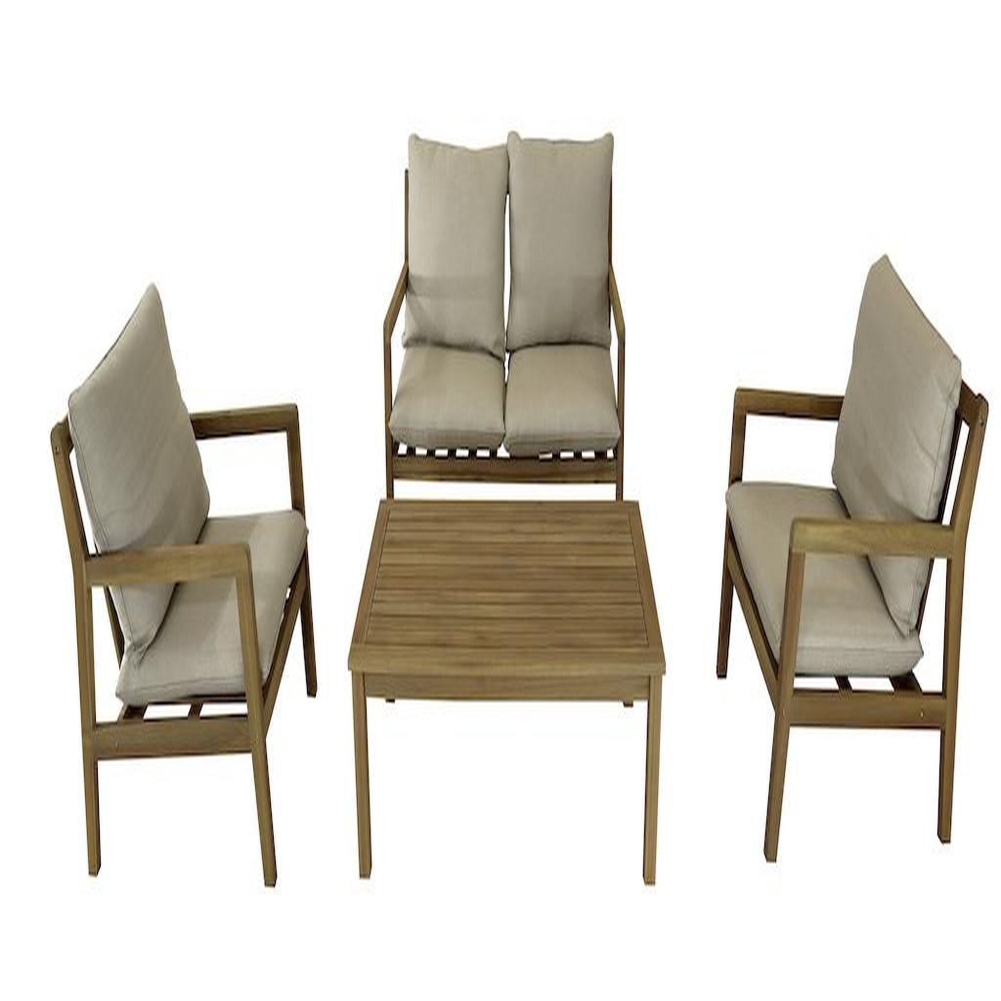 Proloisirs Salon bas - PAYA - Acacia FSC 100% - 2 fauteuils + 1 canapé + 1 table basse