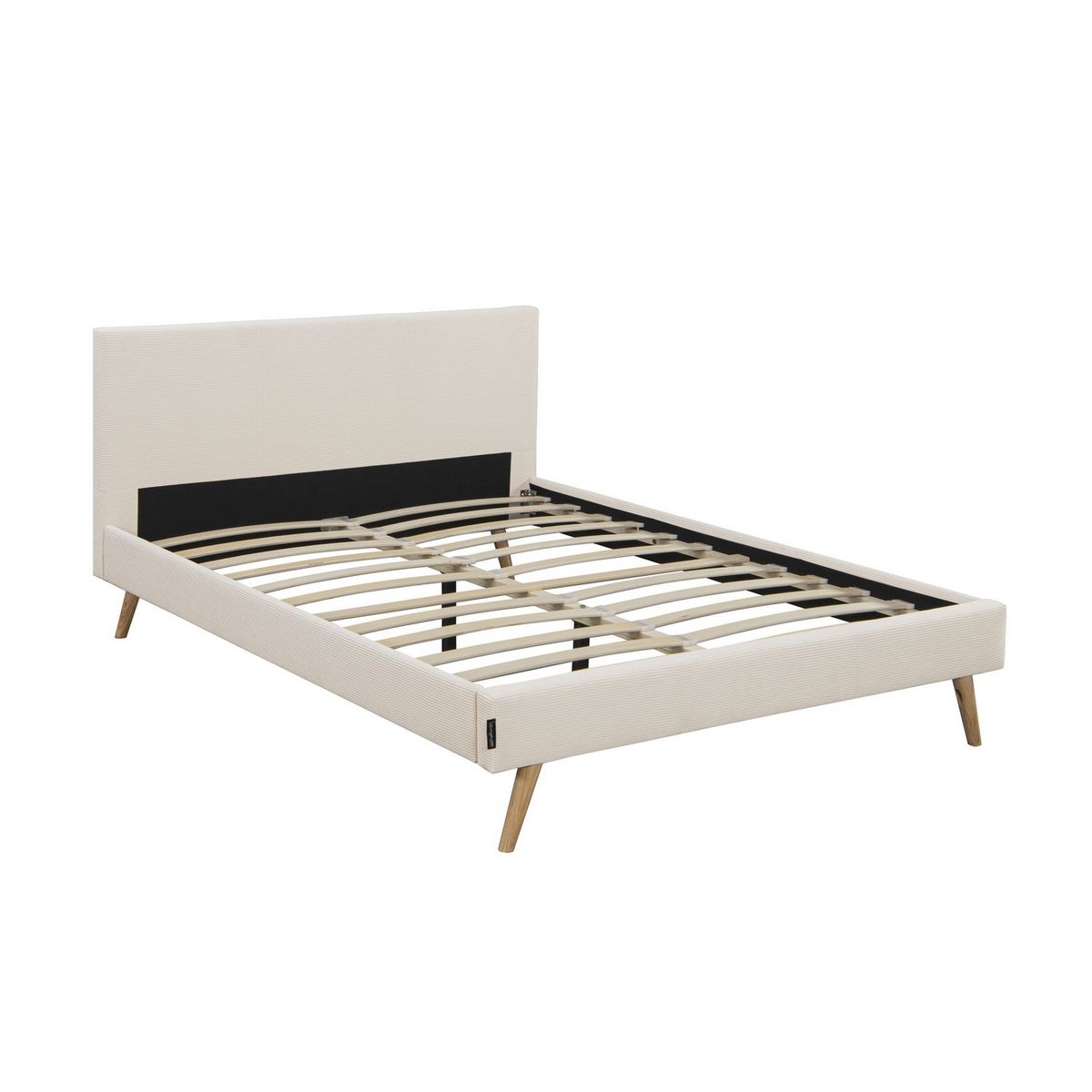 Lit adulte scandinave avec tête de lit velours cotelés 140x190 cm JULIETA