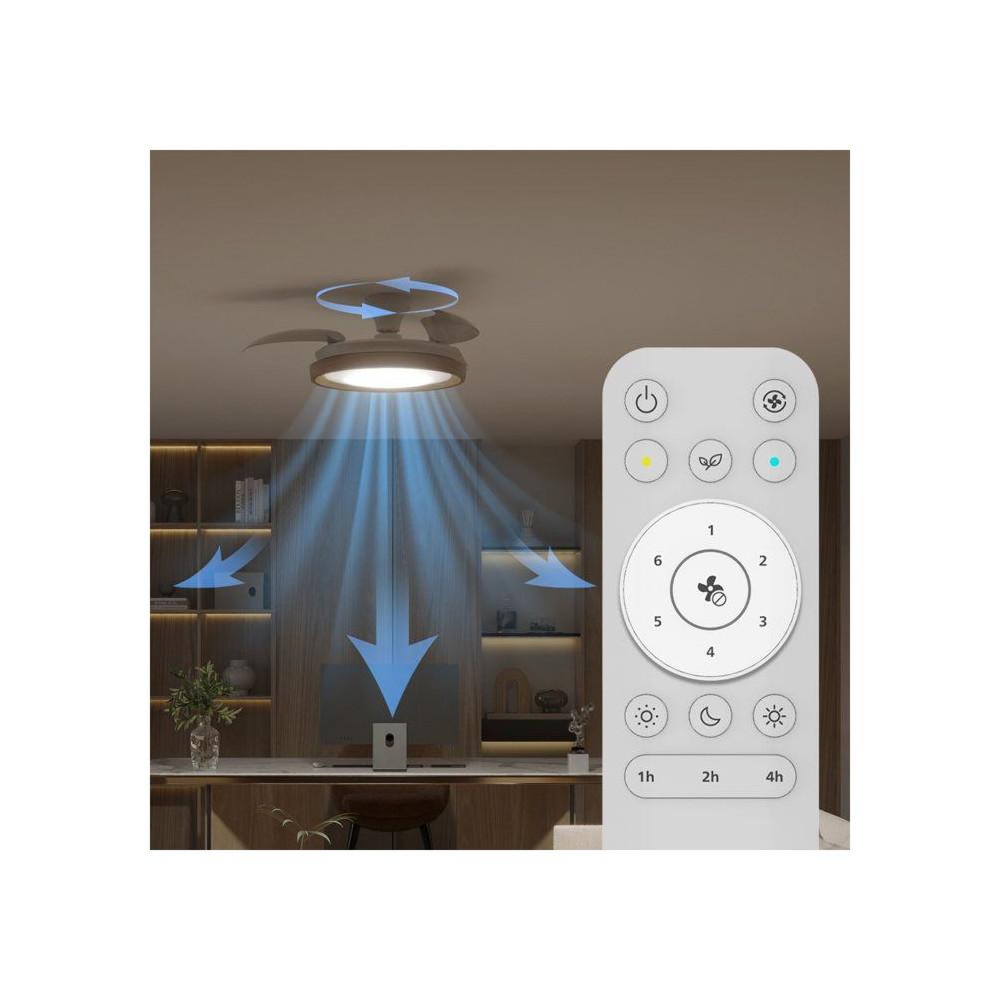Voir la diapositive 4 : Philips Ventilateur de plafond - Philips - Bliss - Pales rétractables - Diametre 106 cm -Bois - LED intégrée + télécommande