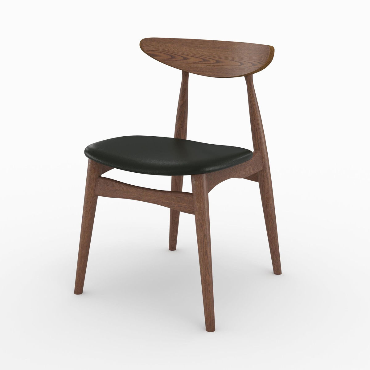 MAISON PAVANE Lot de 2 chaises en cuir synthétique noir et bois d'hévéa-Josette