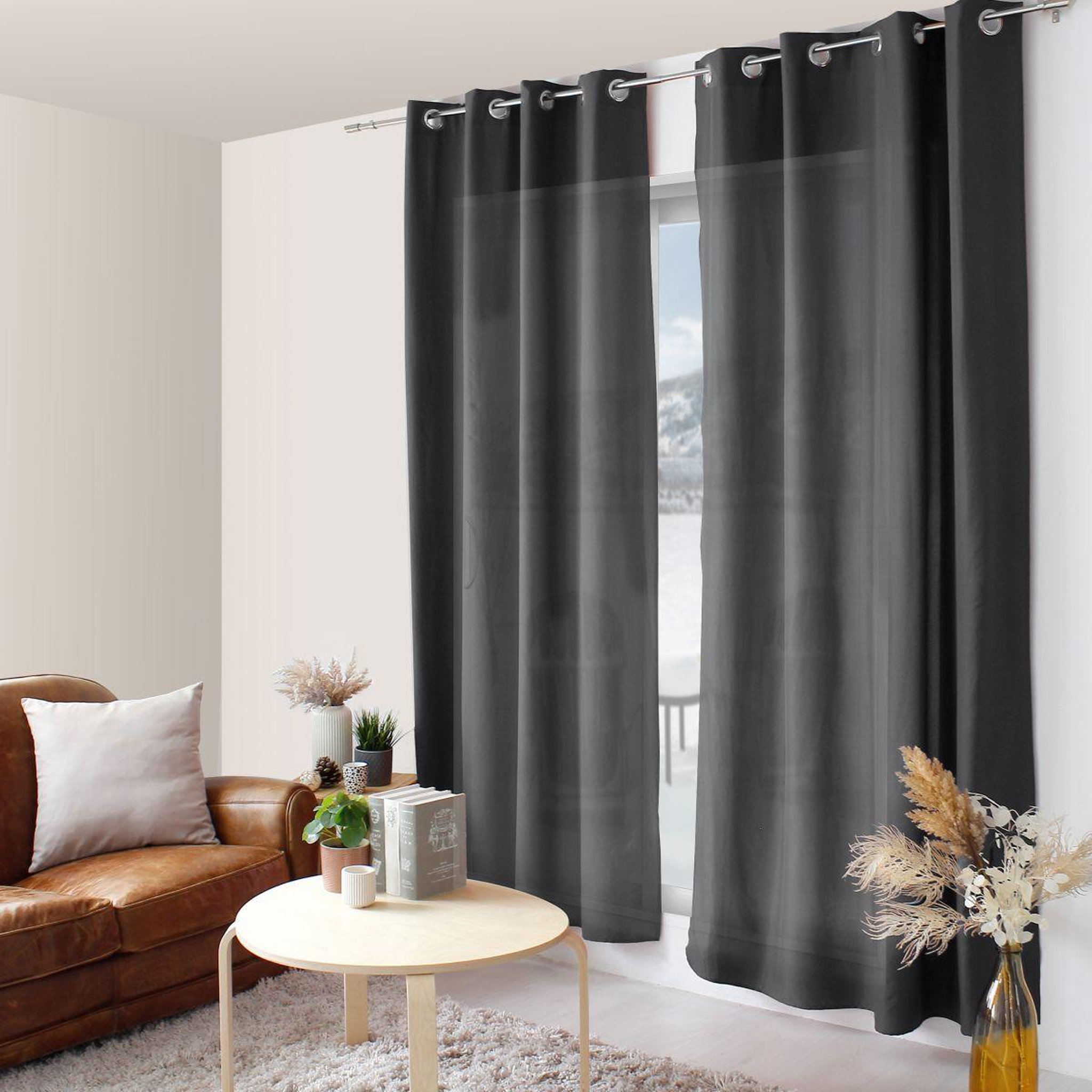 ENJOY HOME Rideau voilage à  œillets  zoé  140x240cm gris foncé