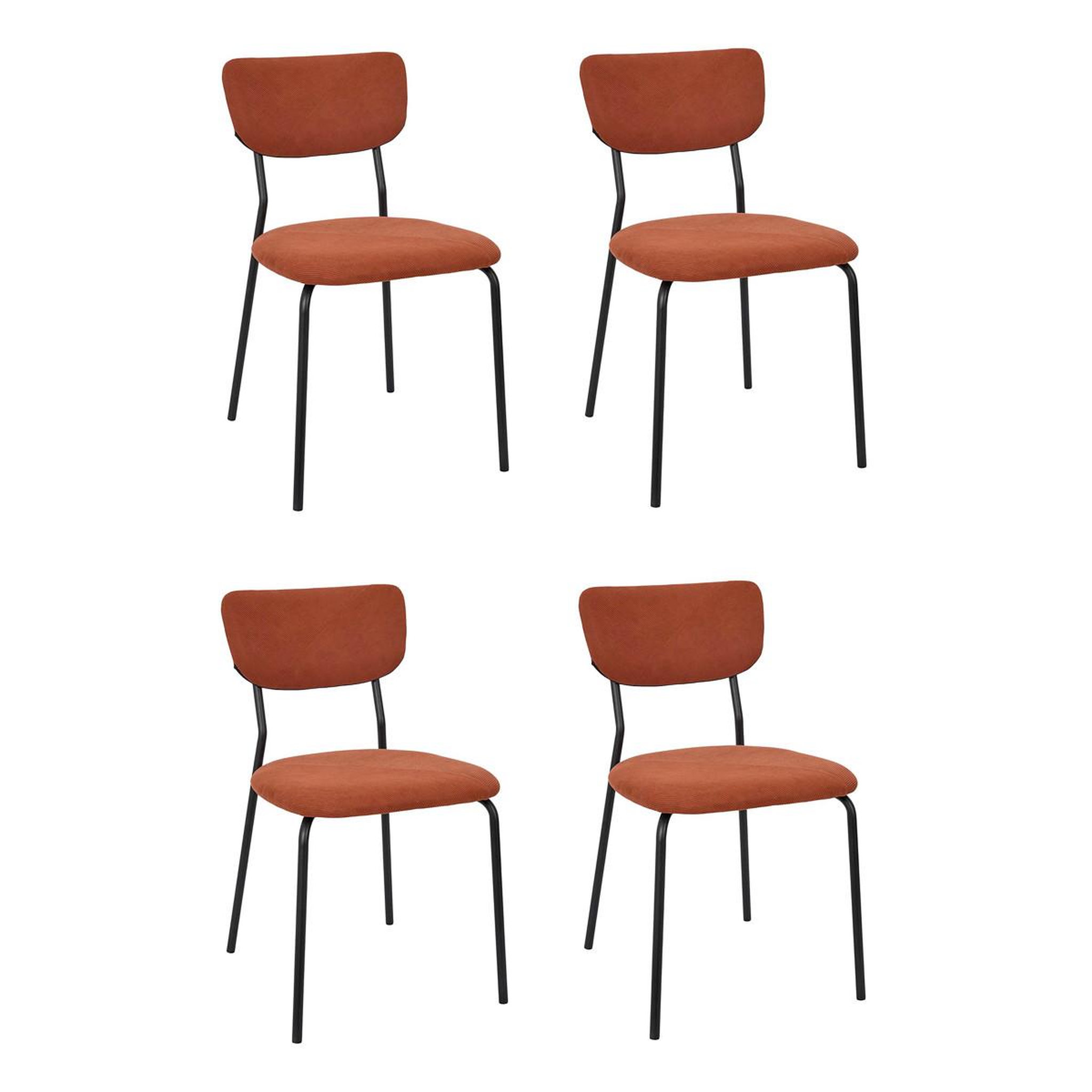 The Home Deco Factory Lot de 4 chaises côtelées  jules  78cm terracotta