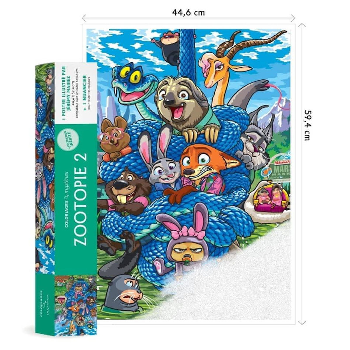 COLORIAGES MYSTERES ZOOTOPIE 2. 1 POSTER ILLUSTRE 44,6 X 59,4CM ET 1 NUANCIER, Disney