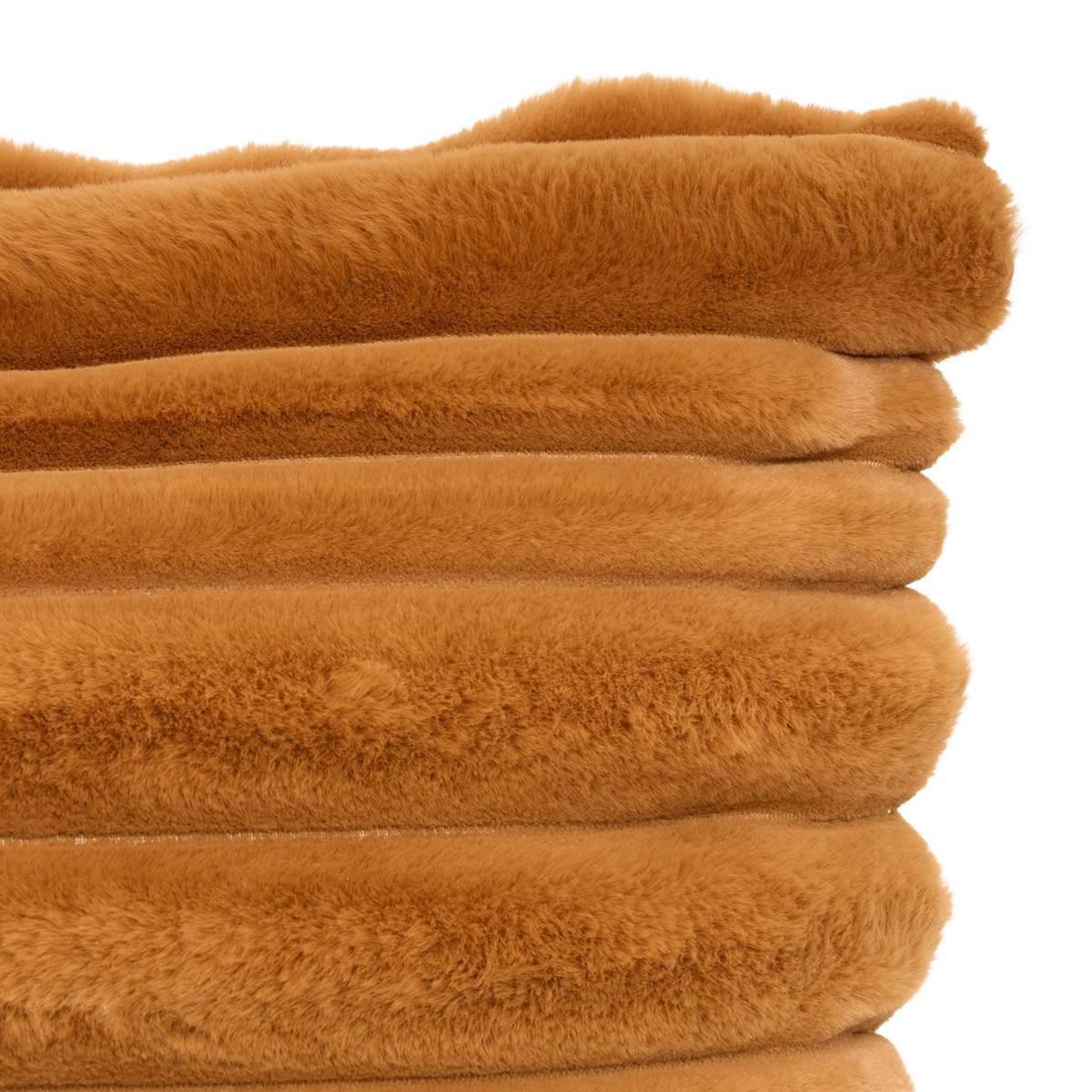 Voir la diapositive 2 : ATMOSPHERA Coussin Imitation Fourrure  Coti  50x80cm Cognac