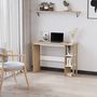 Voir la diapositive 2 : HOMCOM Bureau informatique multimédia dim. 100L x 44l x 74H cm 3 étagères latérales panneaux particules E1 chêne clair blanc