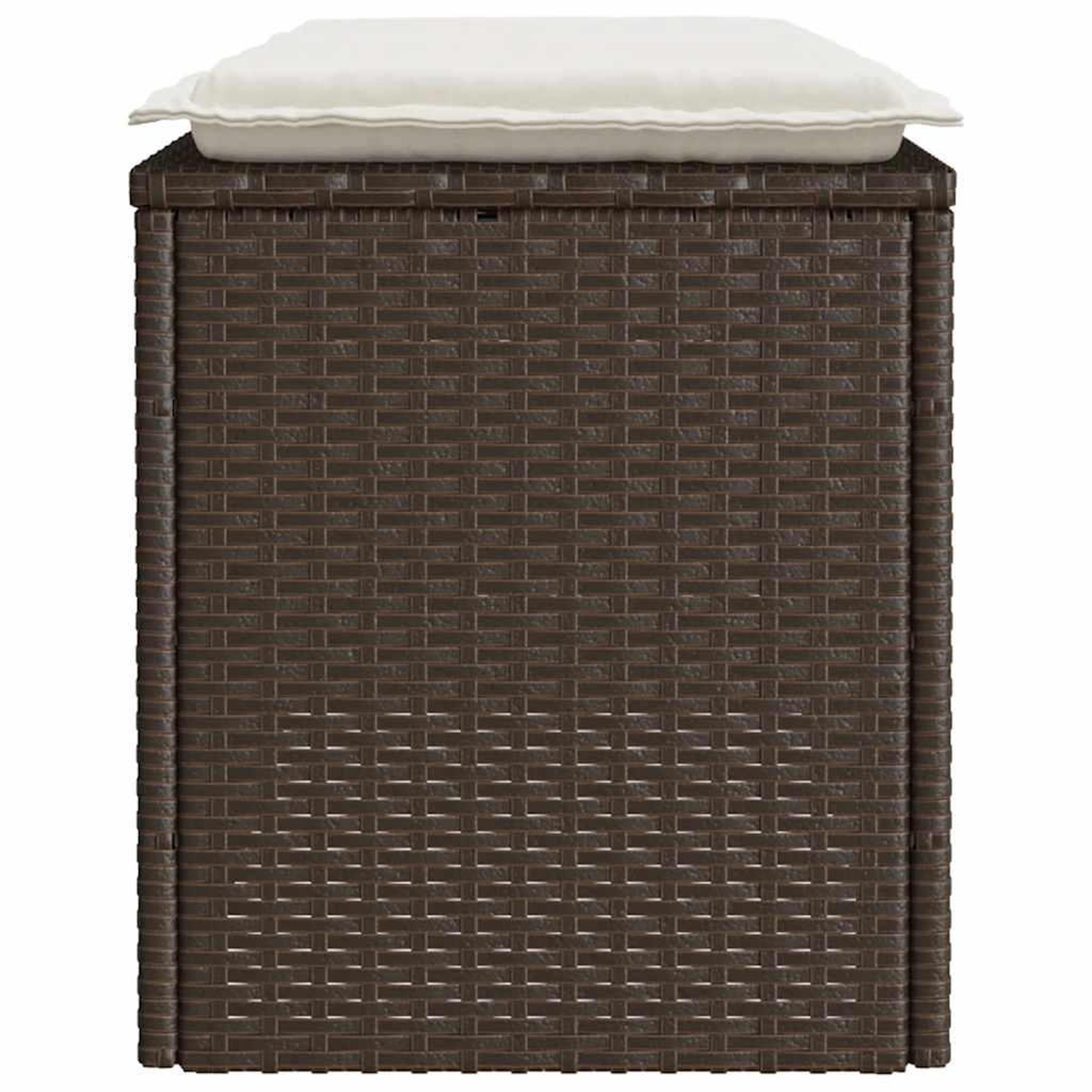 Voir la diapositive 5 : VIDAXL Banc de jardin avec coussin marron 110x40x44 cm resine tressee