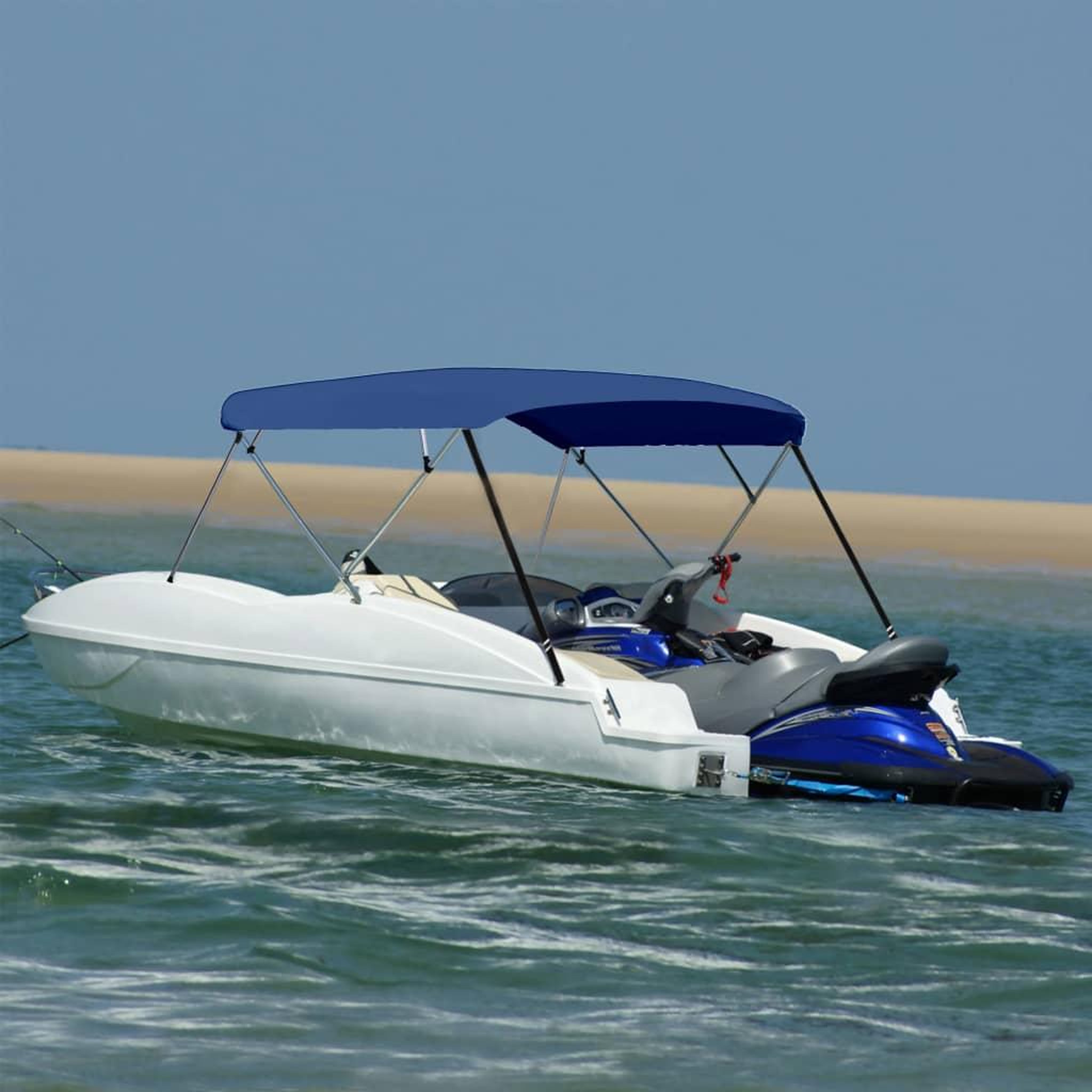 VIDAXL Auvent bimini a 4 arceaux Bleu marine 243x(230-244)x137 cm