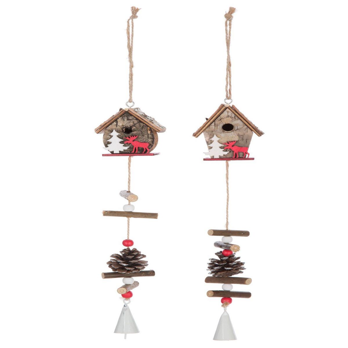 TOILINUX 2 Décorations de Noël à suspendre en bois Jeanne - Marron