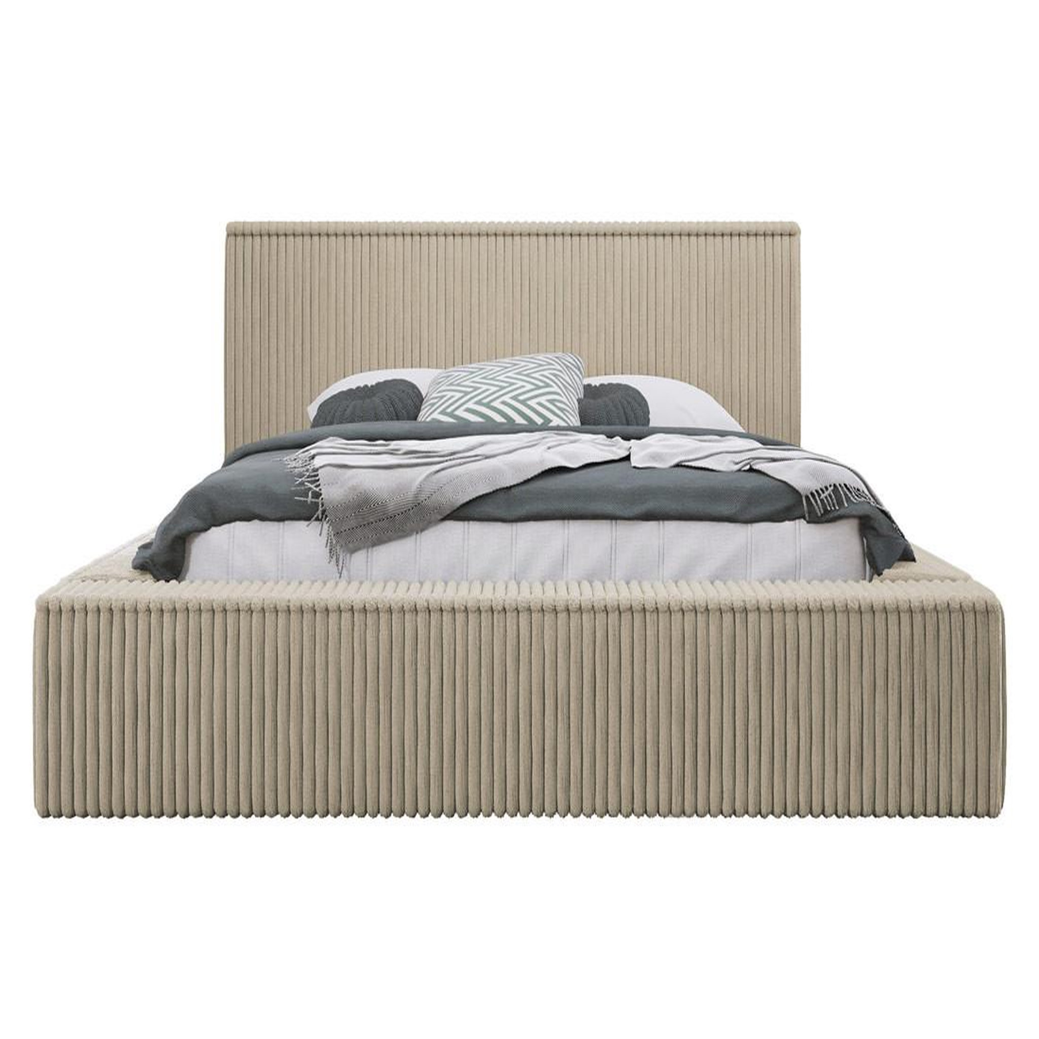 Voir la diapositive 2 : BEST MOBILIER Swan - lit coffre - 180x200 cm - sommier inclus - en velours côtelé grosses côtes