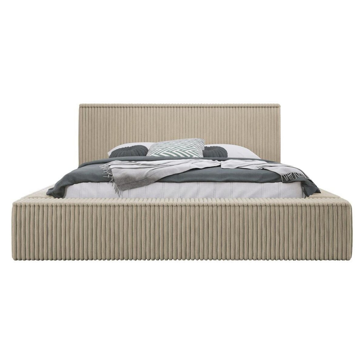 BEST MOBILIER Swan - lit coffre - 180x200 cm - sommier inclus - en velours côtelé grosses côtes