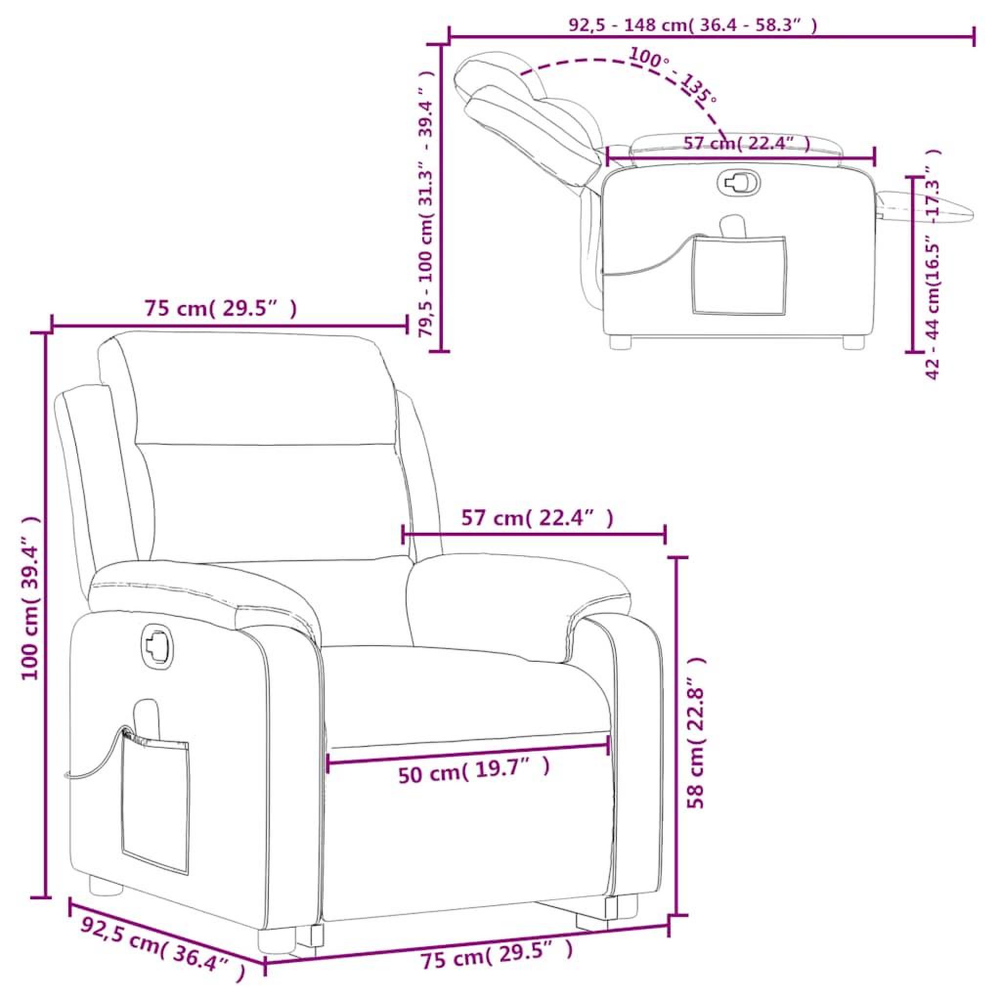 Voir la diapositive 6 : VIDAXL Fauteuil inclinable de massage Cappuccino Similicuir