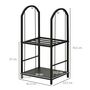 Voir la diapositive 3 : OUTSUNNY Serviteur de cheminée - porte bûches - range bûches multi-accessoires 2 étagères métal noir