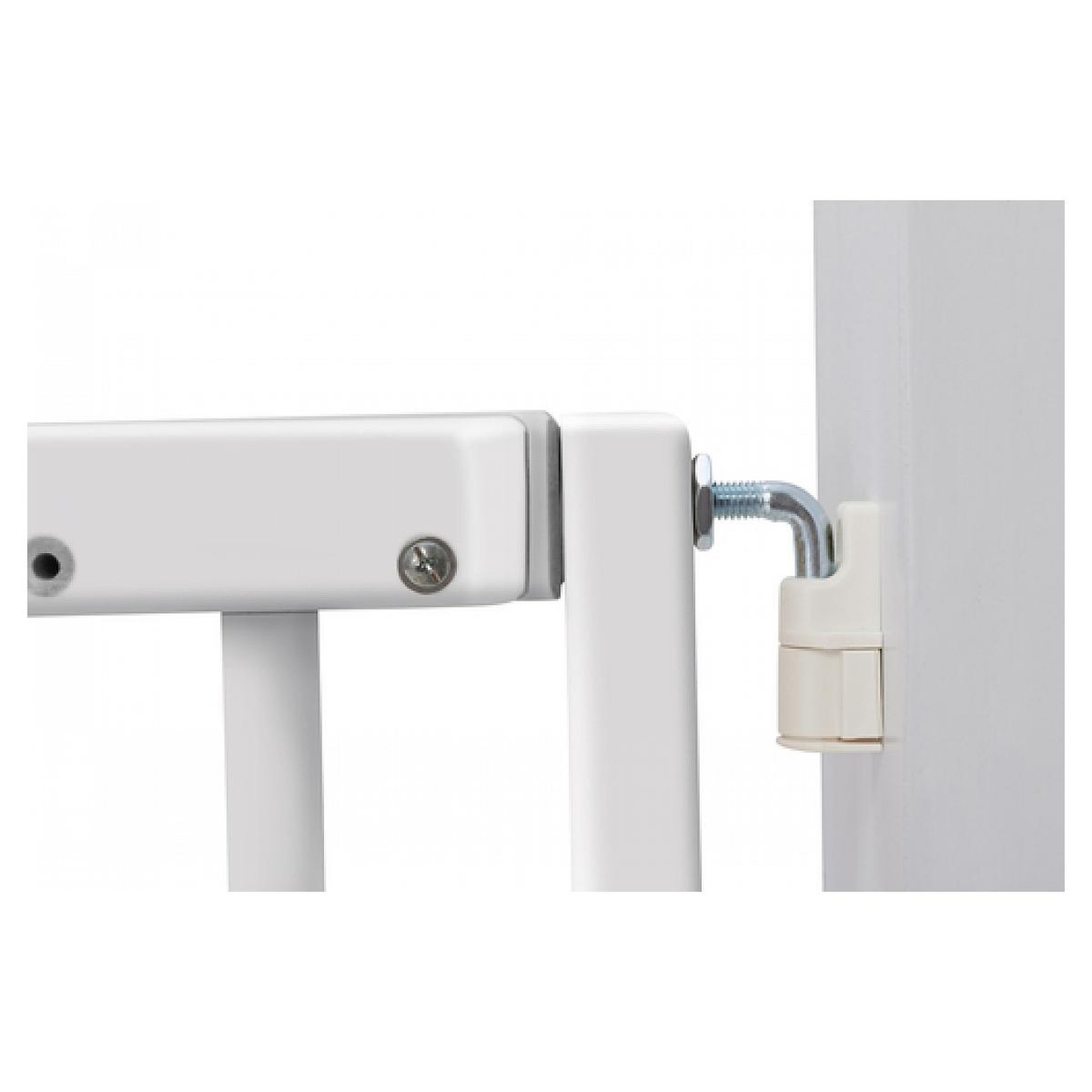 Voir la diapositive 5 : GEUTHER Barrière de porte à fixer par pression 68 a 102 cm Couleur Blanc
