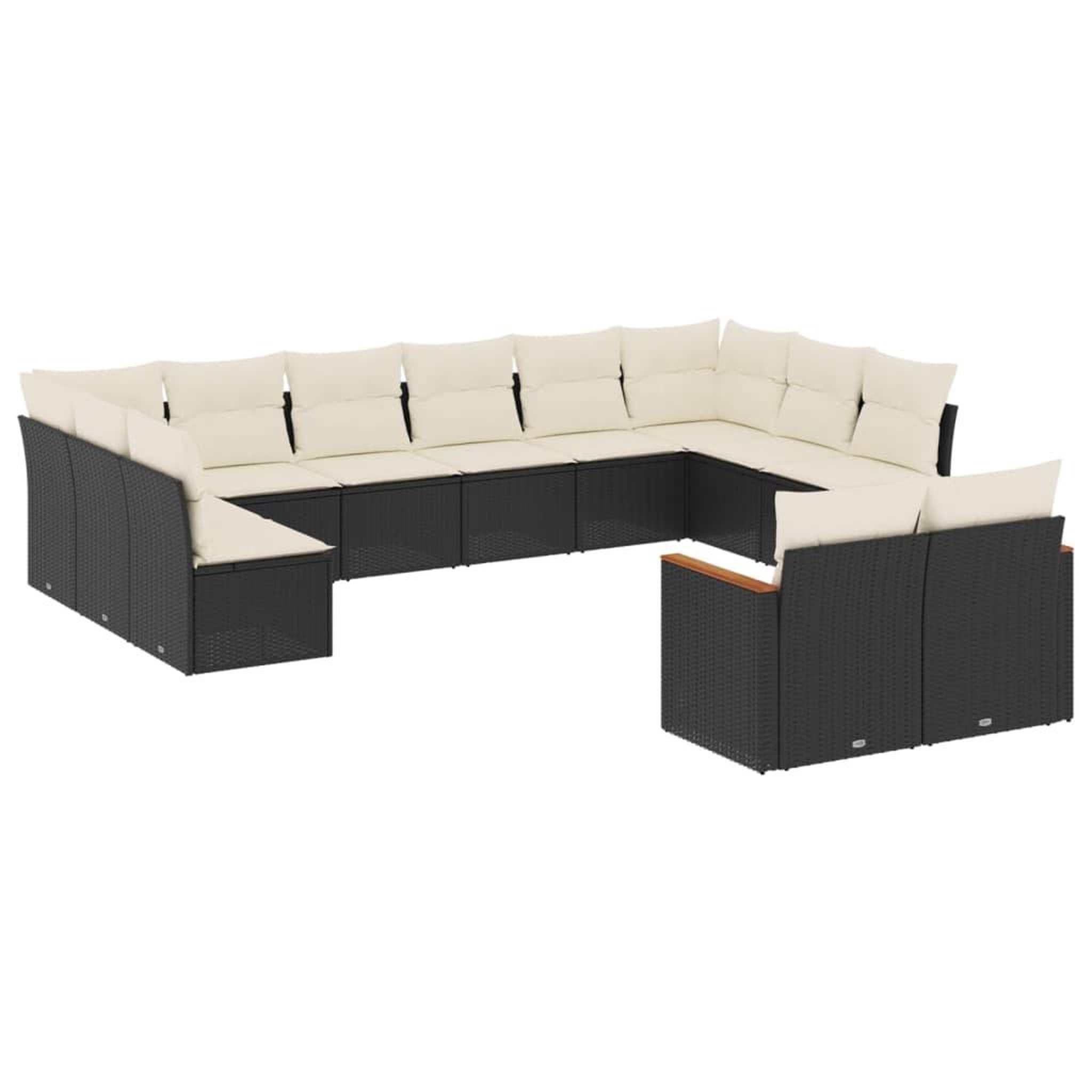 Voir la diapositive 2 : VIDAXL Salon de jardin 12 pcs avec coussins noir resine tressee
