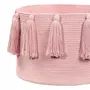 Lorena Canals Panier de rangement en coton tressé rose avec pompons 30 x 45 x 45 cm