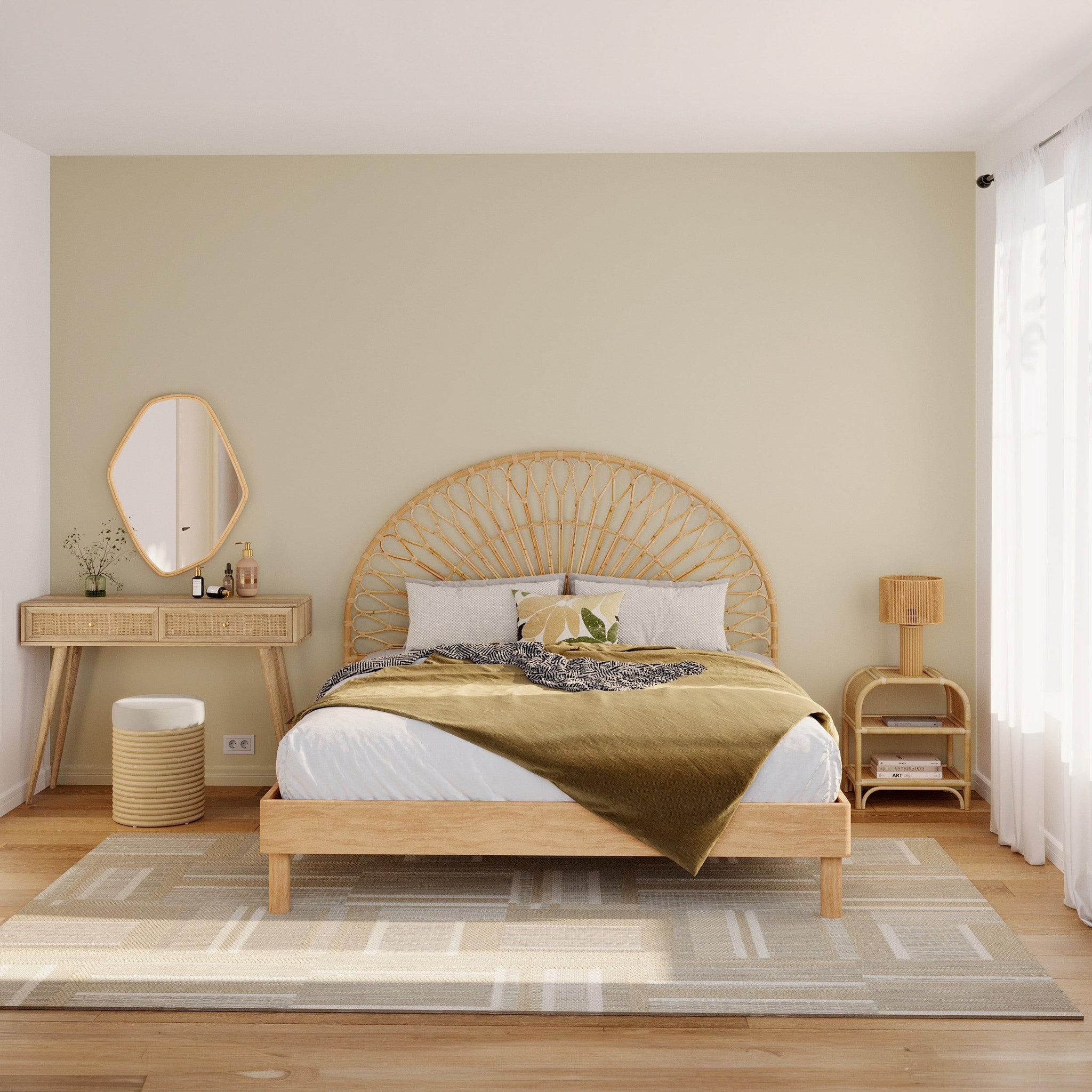 Voir la diapositive 5 : MAISON PAVANE Tête de lit 180 cm en rotin naturel-bahia