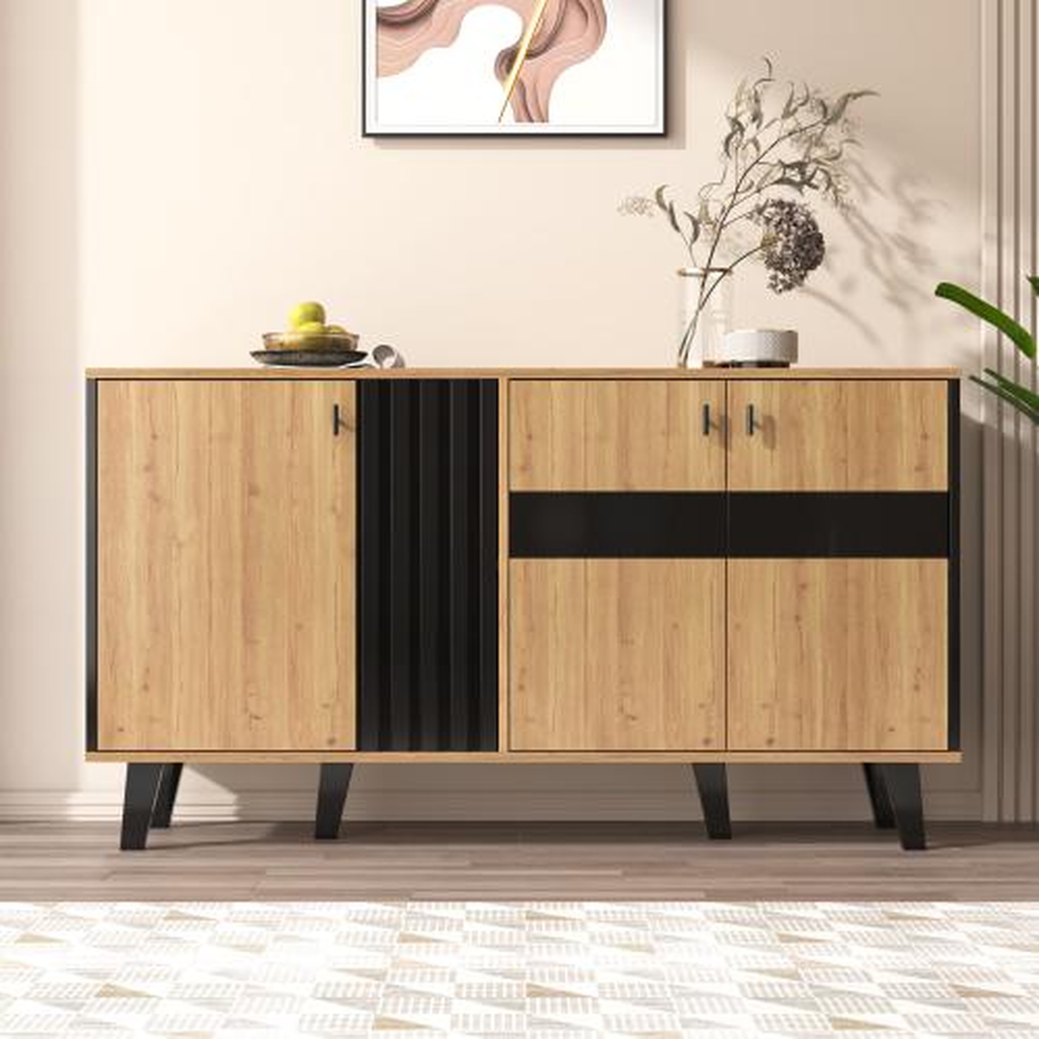 Voir la diapositive 2 : MERAX Buffet 3 porte(s) 0 tiroir(s) - 140 cm naturel led panneau de particules
