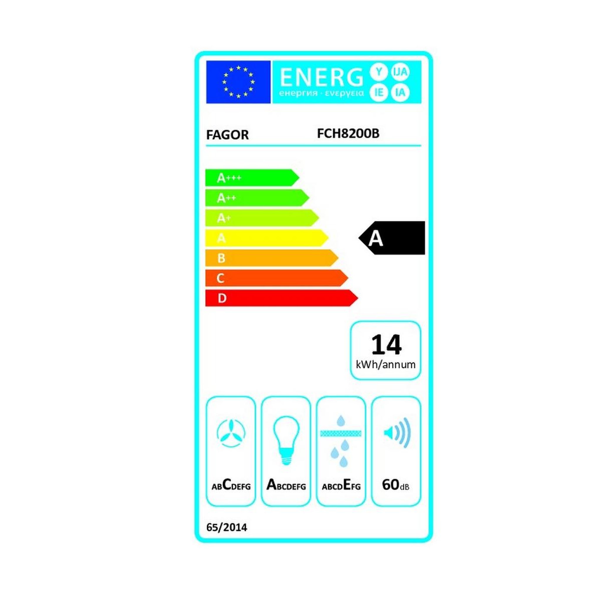 Voir la diapositive 2 : Fagor Hotte casquette 60cm 185m3/h blanc - fhc8200b