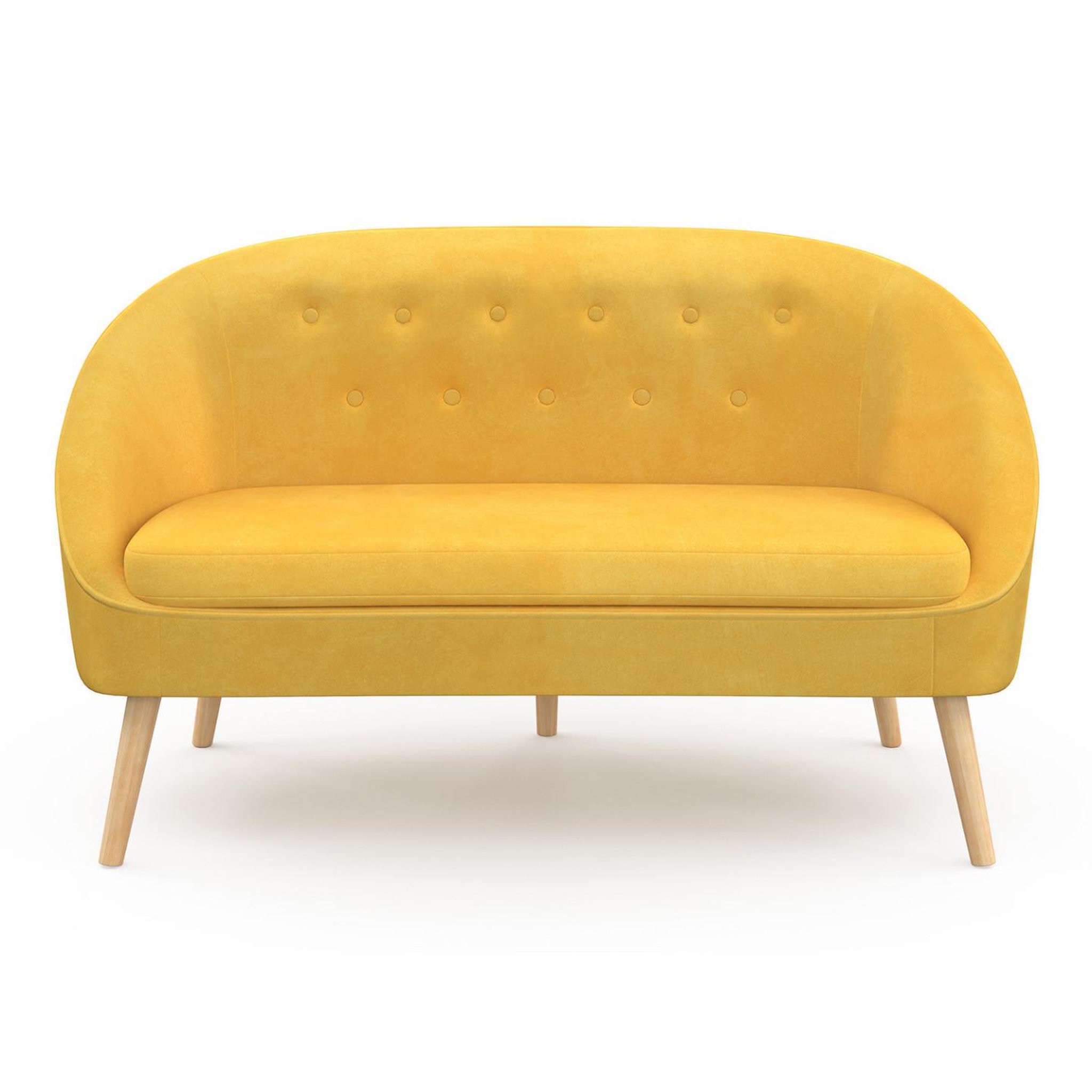 Voir la diapositive 3 : ID MARKET Canapé banquette sonia en velours jaune