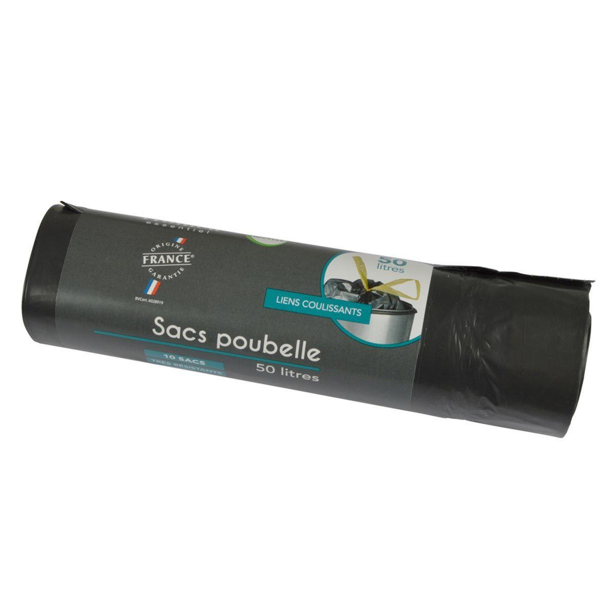 Voir la diapositive 1 : HOMEA Lot de 10 Sacs Poubelle  Liens Coulissants  50L Noir