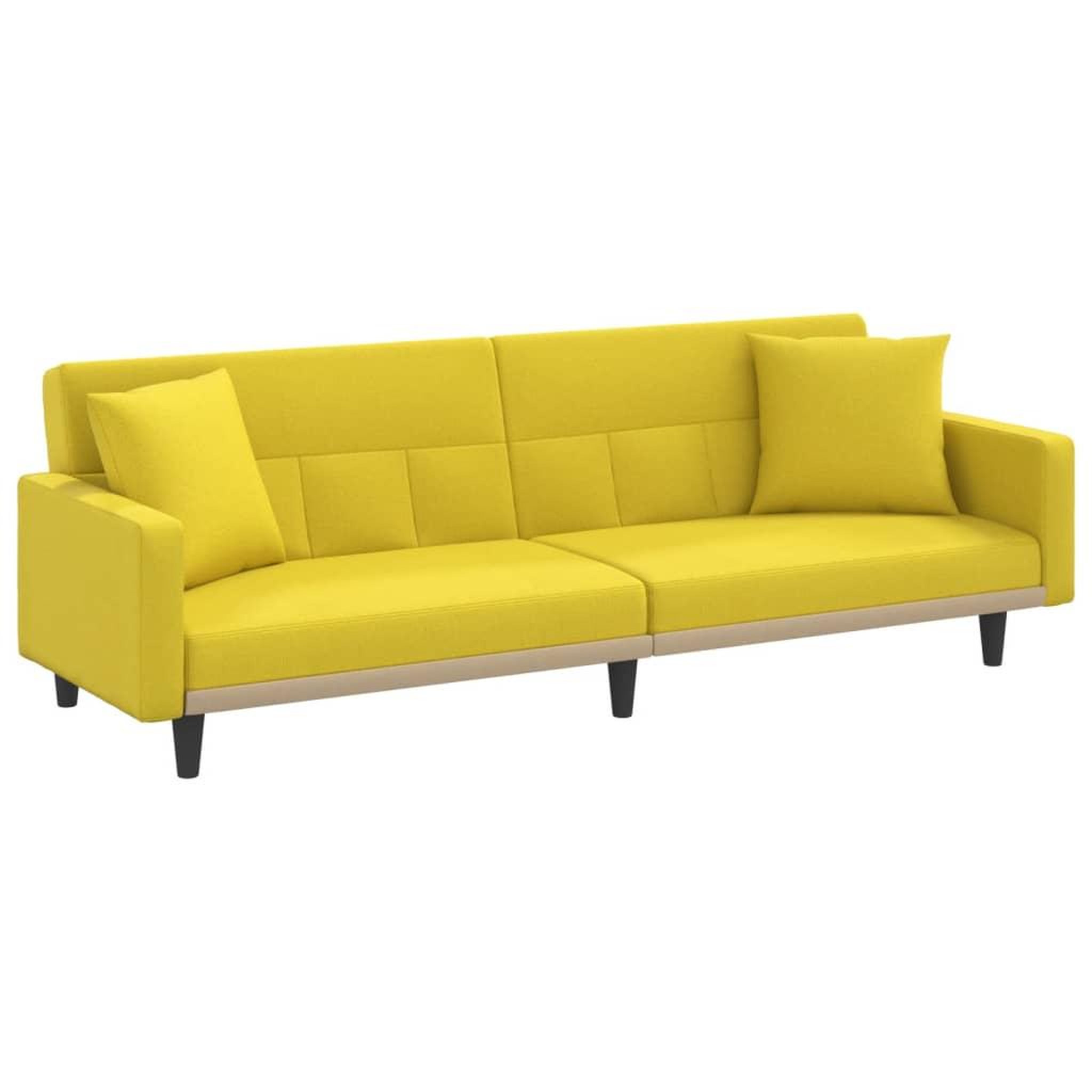 Voir la diapositive 2 : VIDAXL Canape-lit avec coussins jaune clair tissu