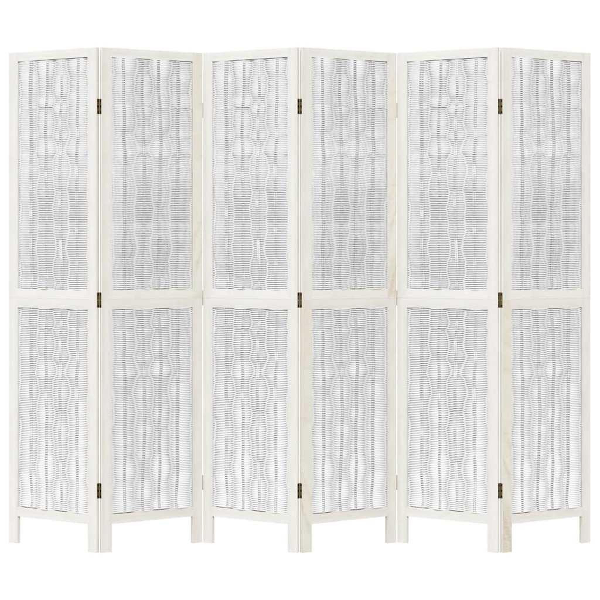 Voir la diapositive 4 : VIDAXL Cloison de separation 6 panneaux blanc bois de paulownia massif