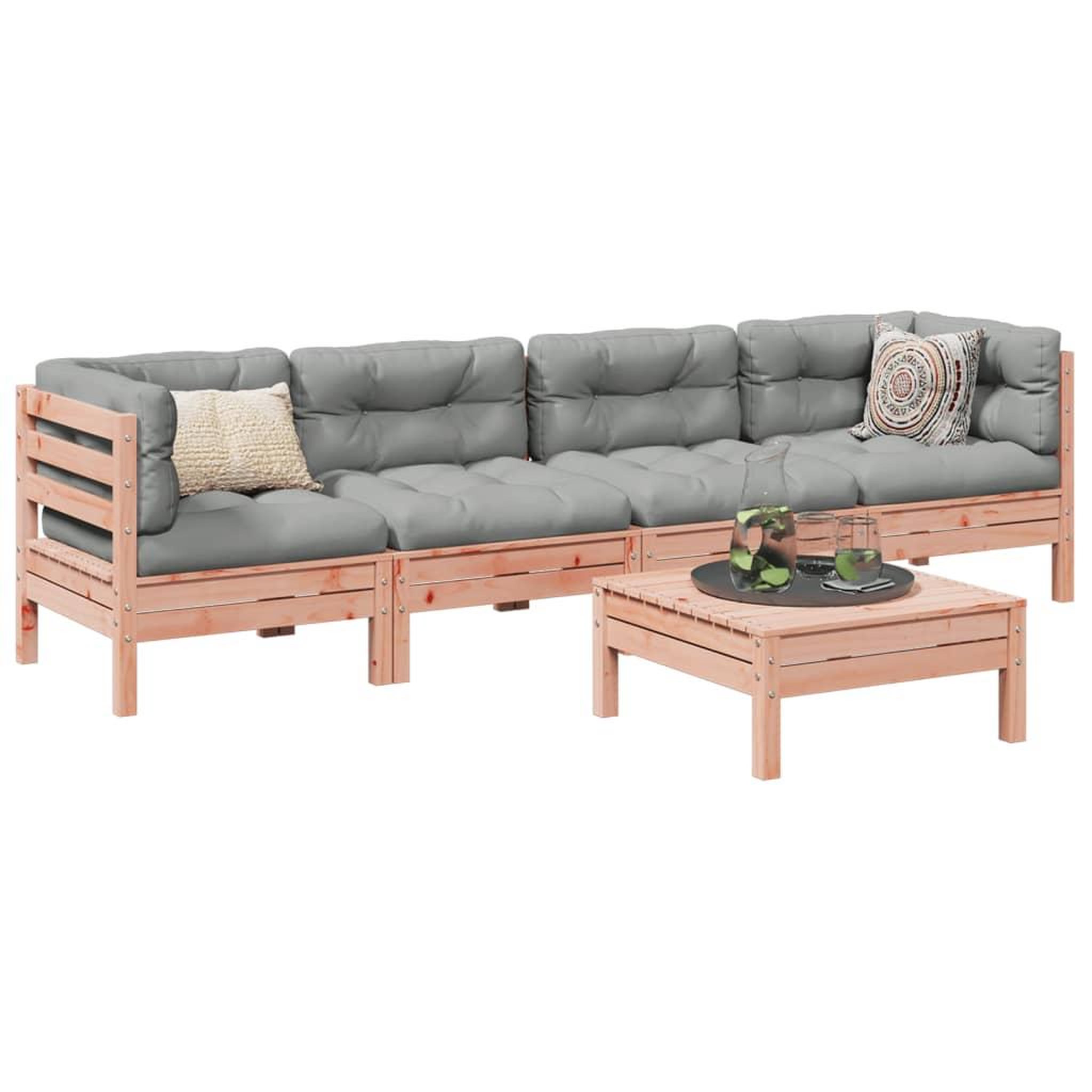 VIDAXL Salon de jardin 5 pcs et coussins bois massif sapin de douglas