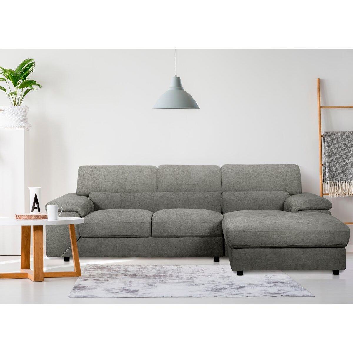 Habitat et Jardin Canapé d'angle en tissu chenille  London  - 4 places - Gris