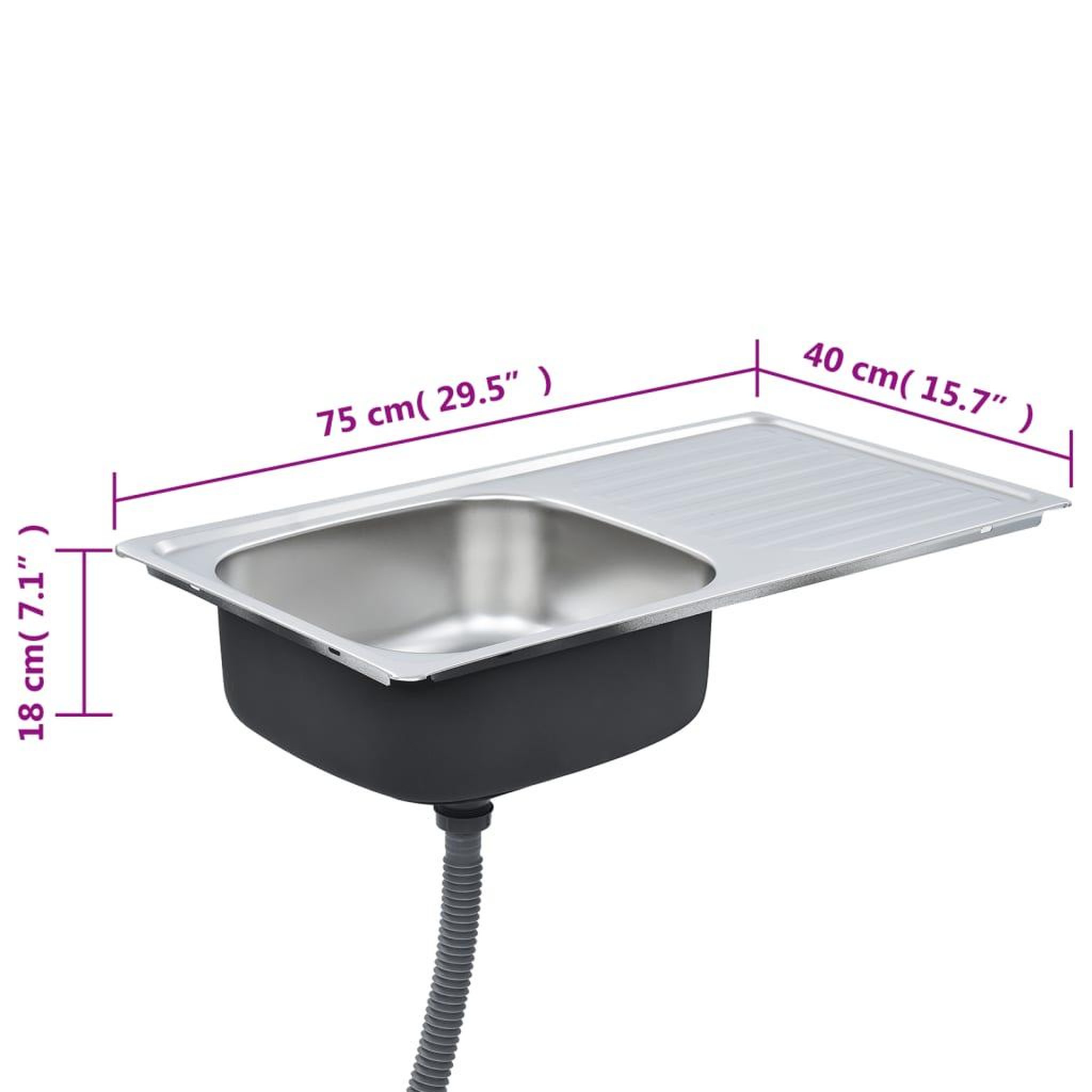 Voir la diapositive 6 : VIDAXL Evier de cuisine avec crepine et piege Acier inoxydable
